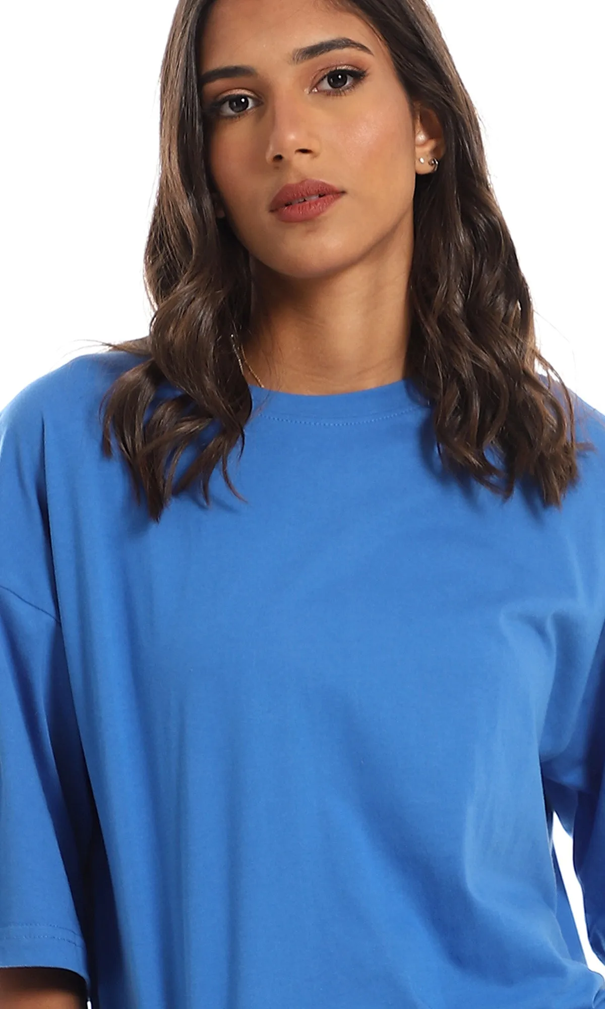 98831 Loose Fit Round Cotton T-Shirt - Royal Blue