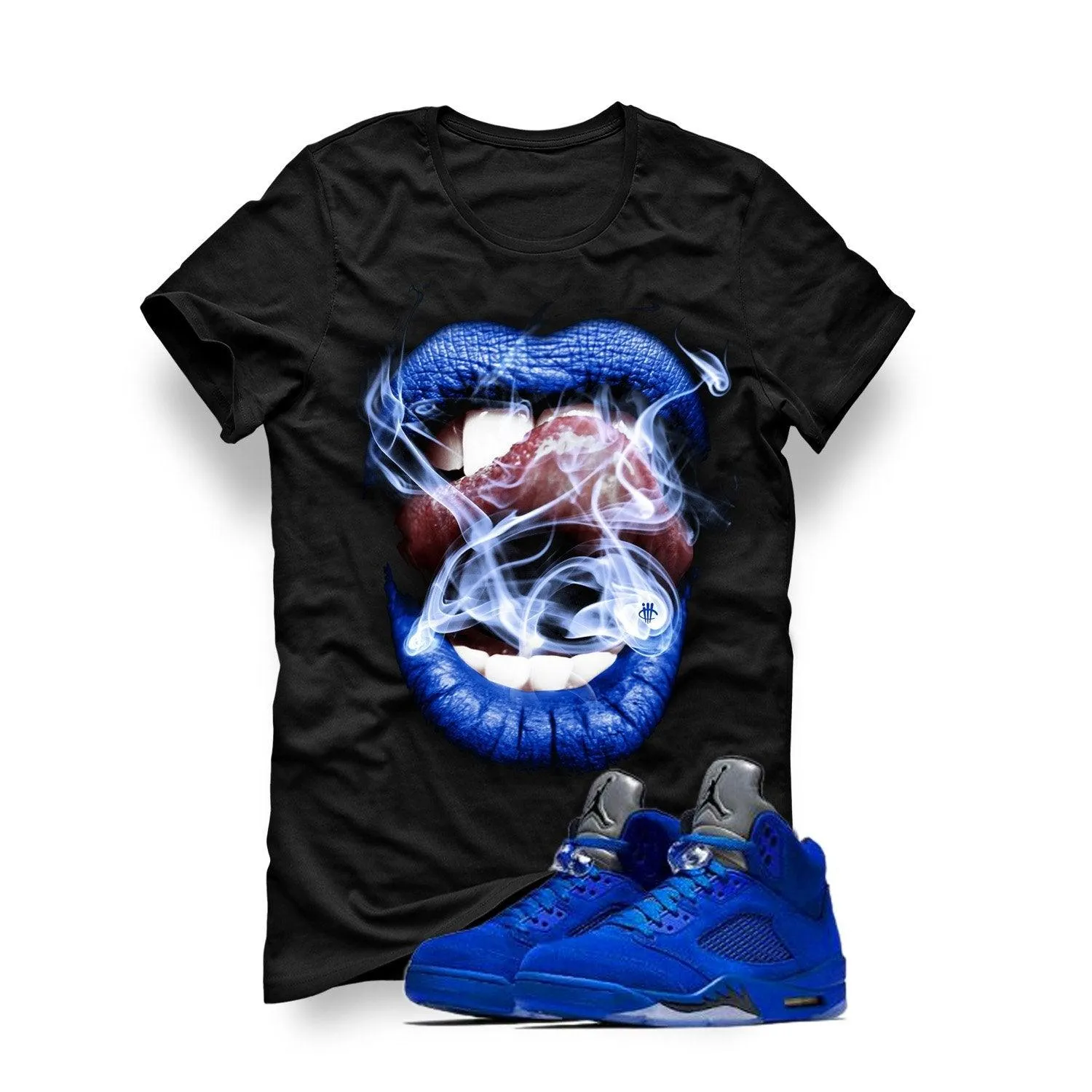 Air Jordan 5 Blue Suede Black T (Smoke N Lips)