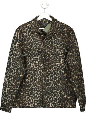 AllSaints Brown Wool Blend Laurier Leopard Shirt BNWT UK M