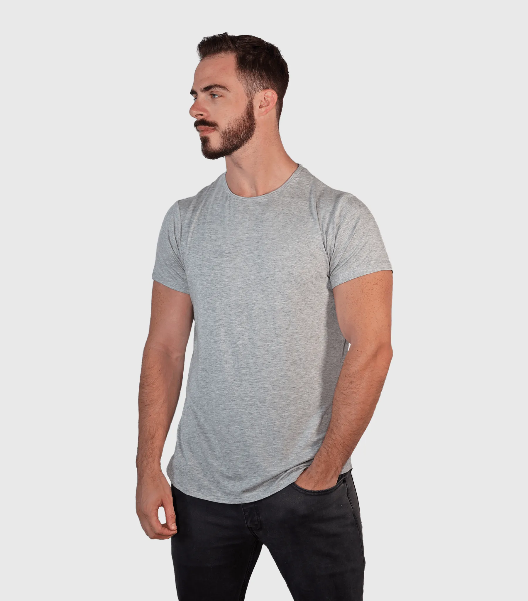 Bamboo Swift Curve-Hem T-Shirt - Heather Grey