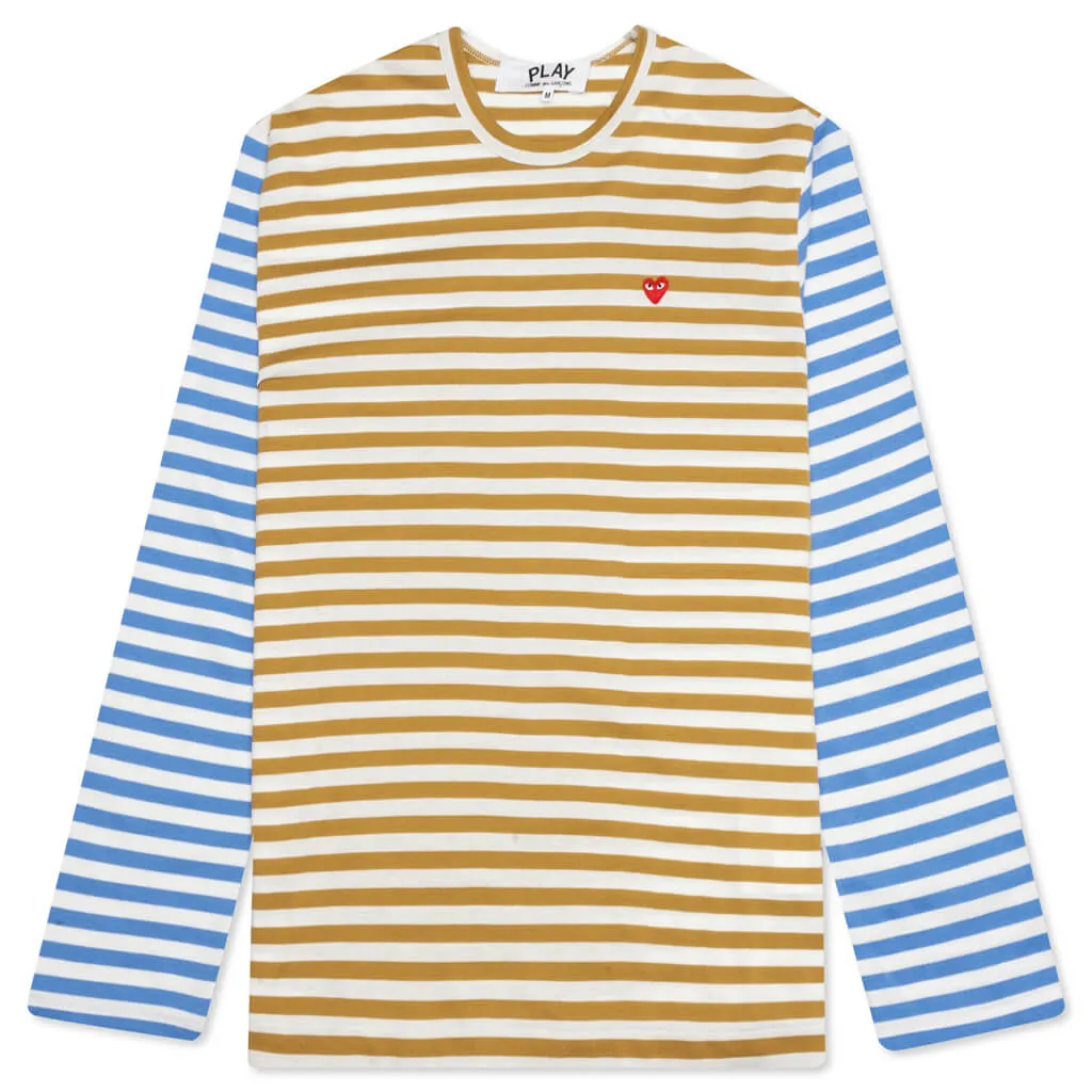 Bi-Color Stripe T-Shirt - Olive/Blue