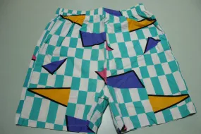 Big Sur California Vintage 80's Checkered Neon Green Yellow Beach Shorts