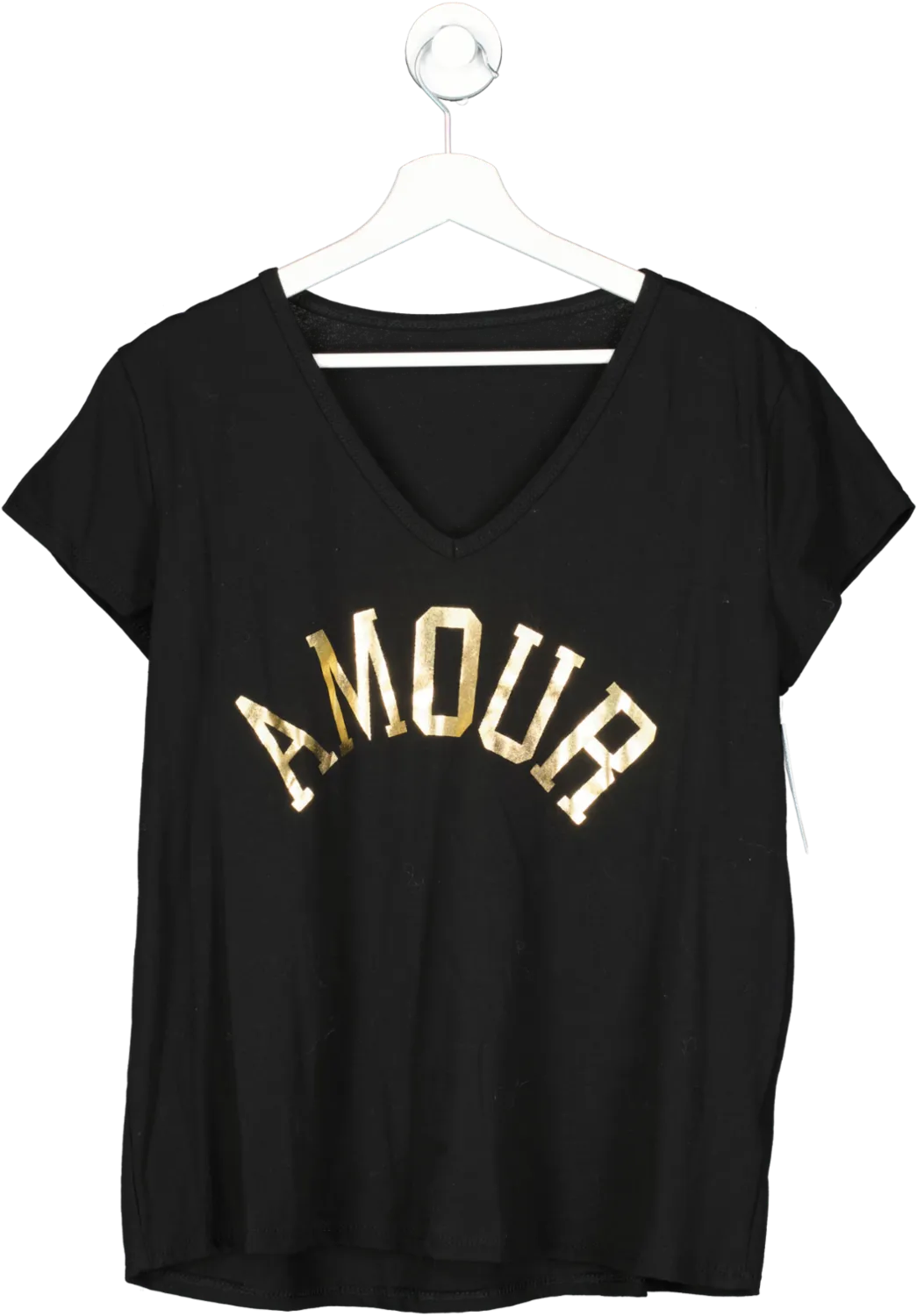 Black And Gold Printed V Neck T Shirt