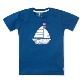 Blue Boat Graphic T-Shirt