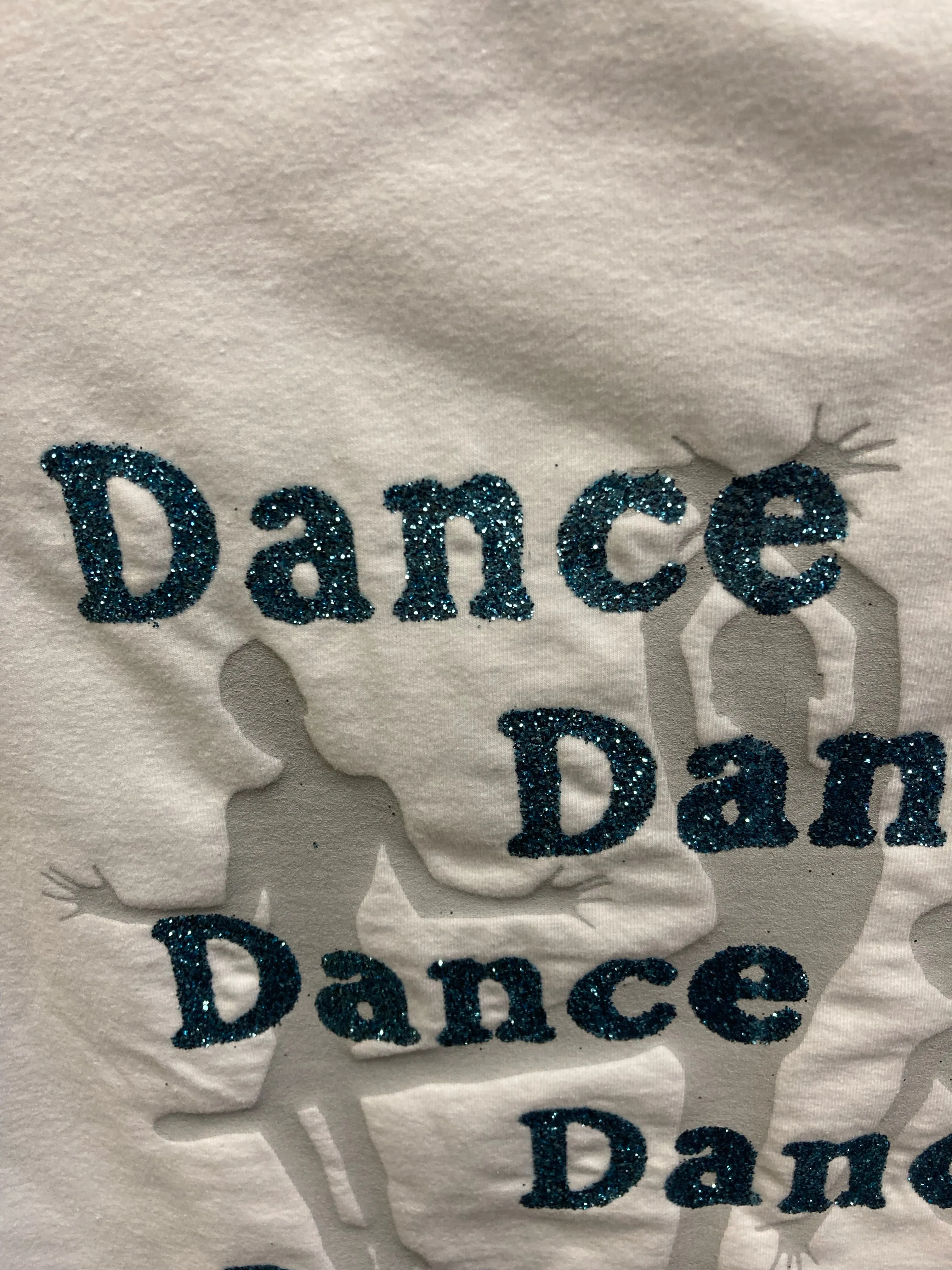 Body Wrappers Dance White w/Blue Trim T-shirt Ladies small, medium, large