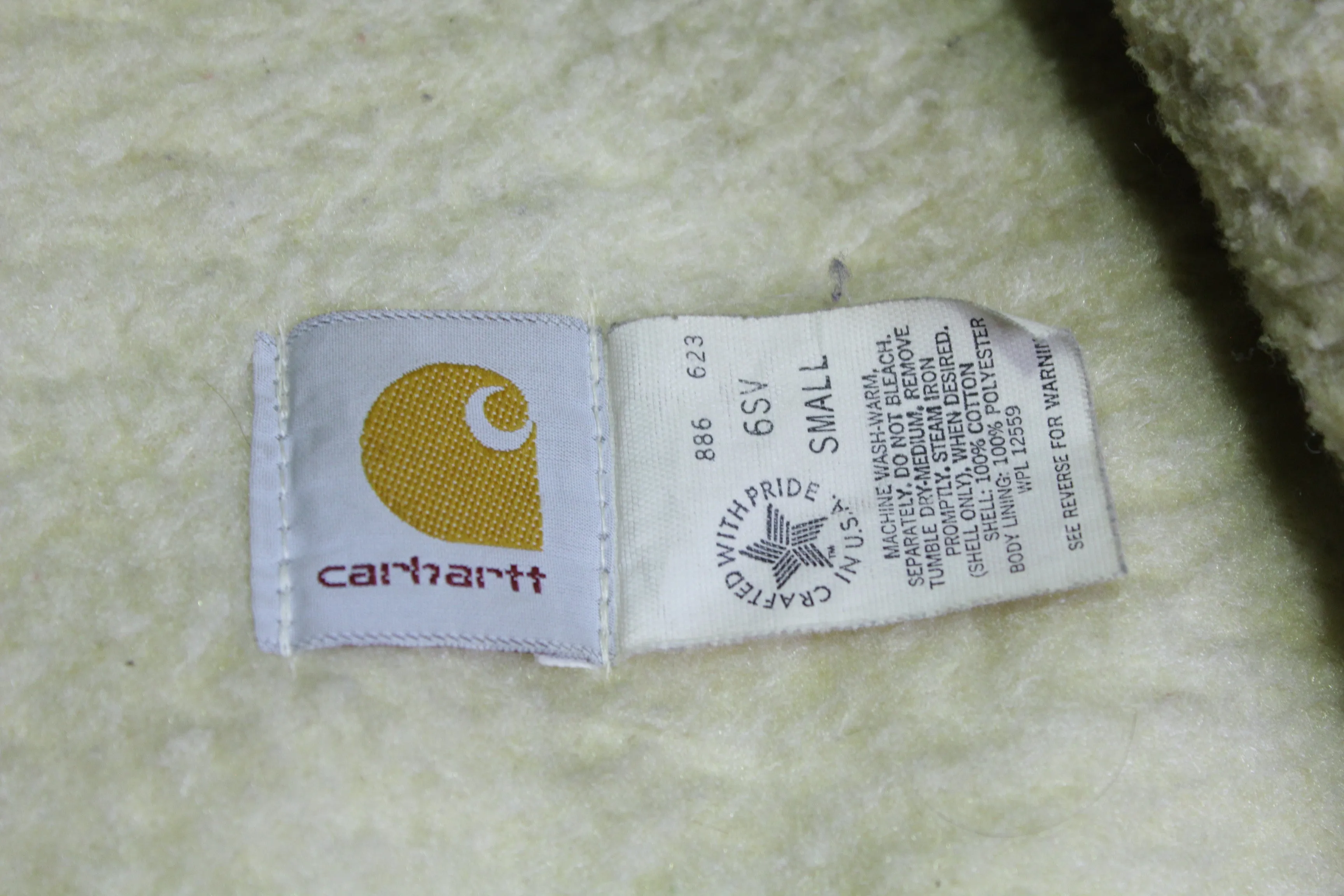 Carhartt 6SV Union Made in USA Vintage 80's 90's Sherpa Wool Lined Work Vest