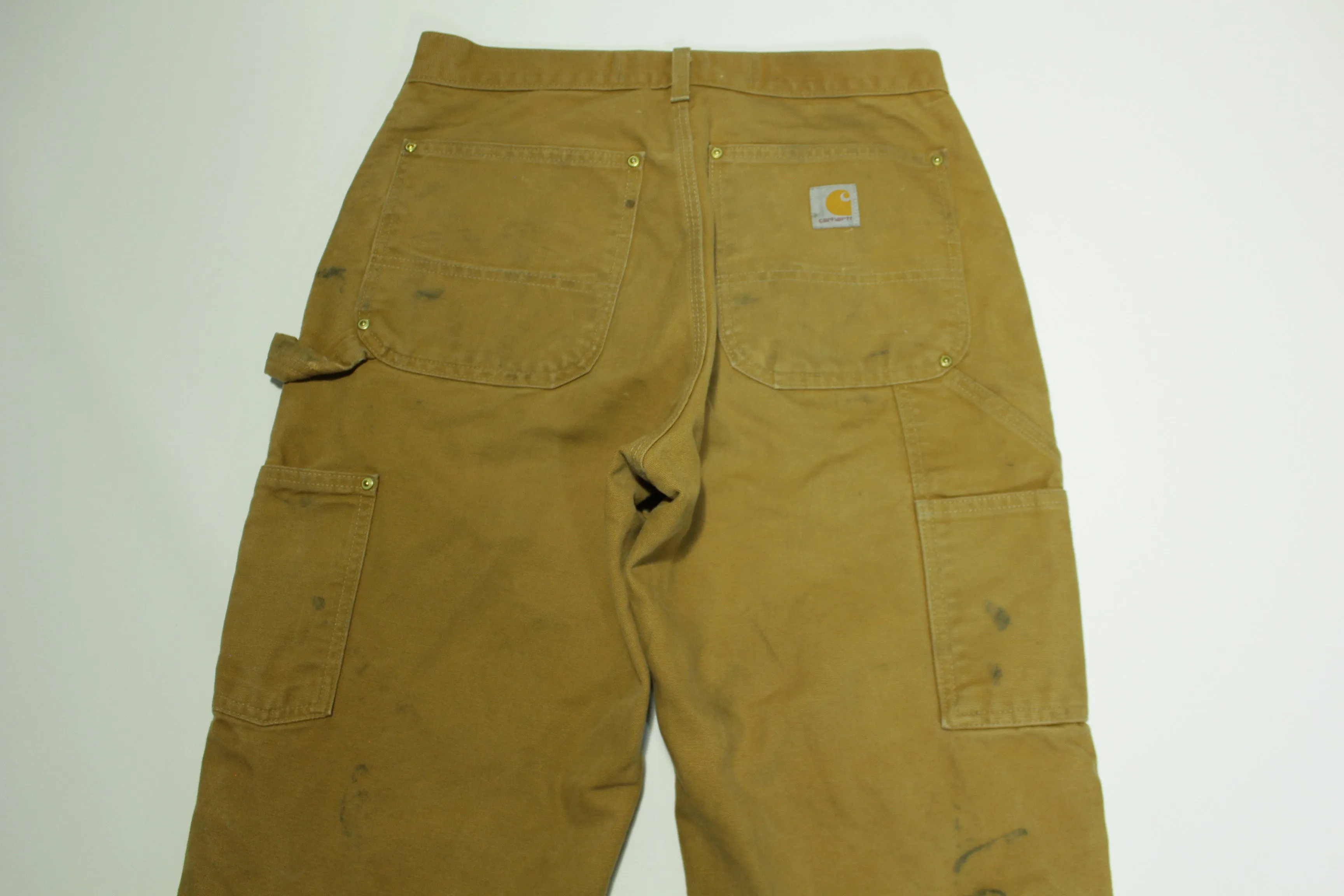 Carhartt B01 BRN Dungaree Fit Duck Wash Canvas Double Knee Front Work Construction Pants