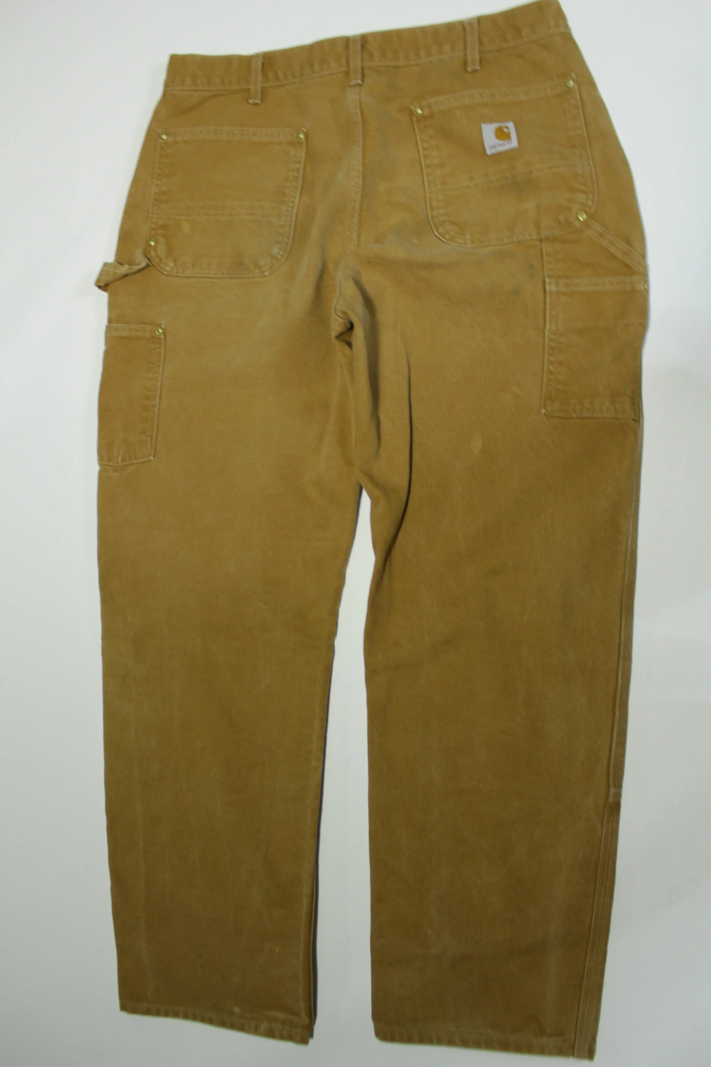 Carhartt B01 BRN Dungaree Fit Duck Wash Canvas Double Knee Front Work Construction Pants