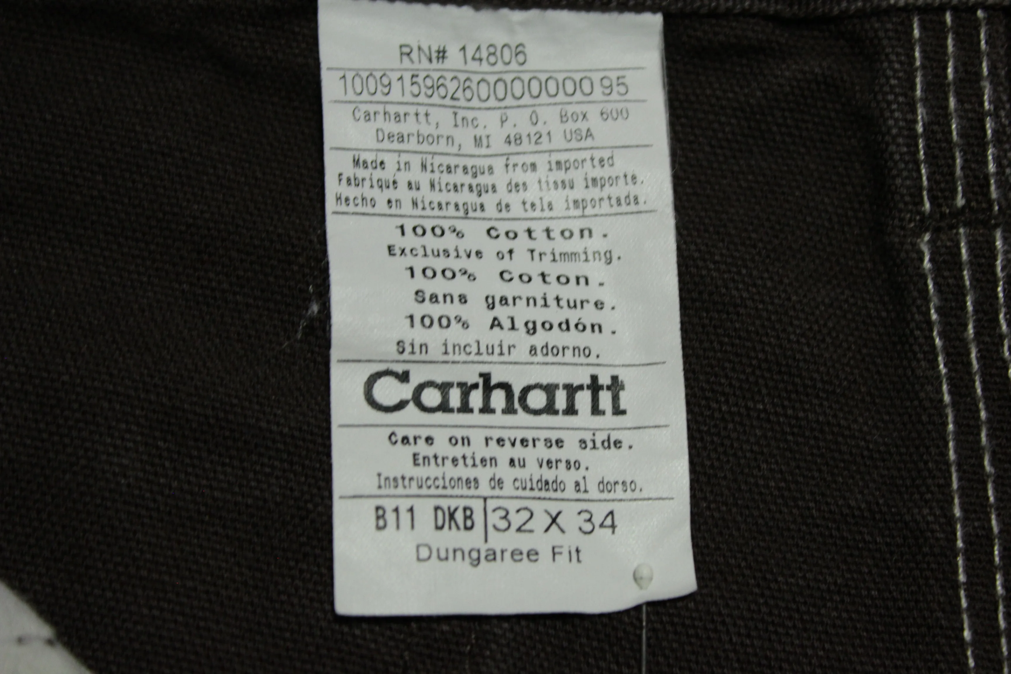 Carhartt B11 DKB Washed Duck Canvas Work Pants Dark Chocolate Brown