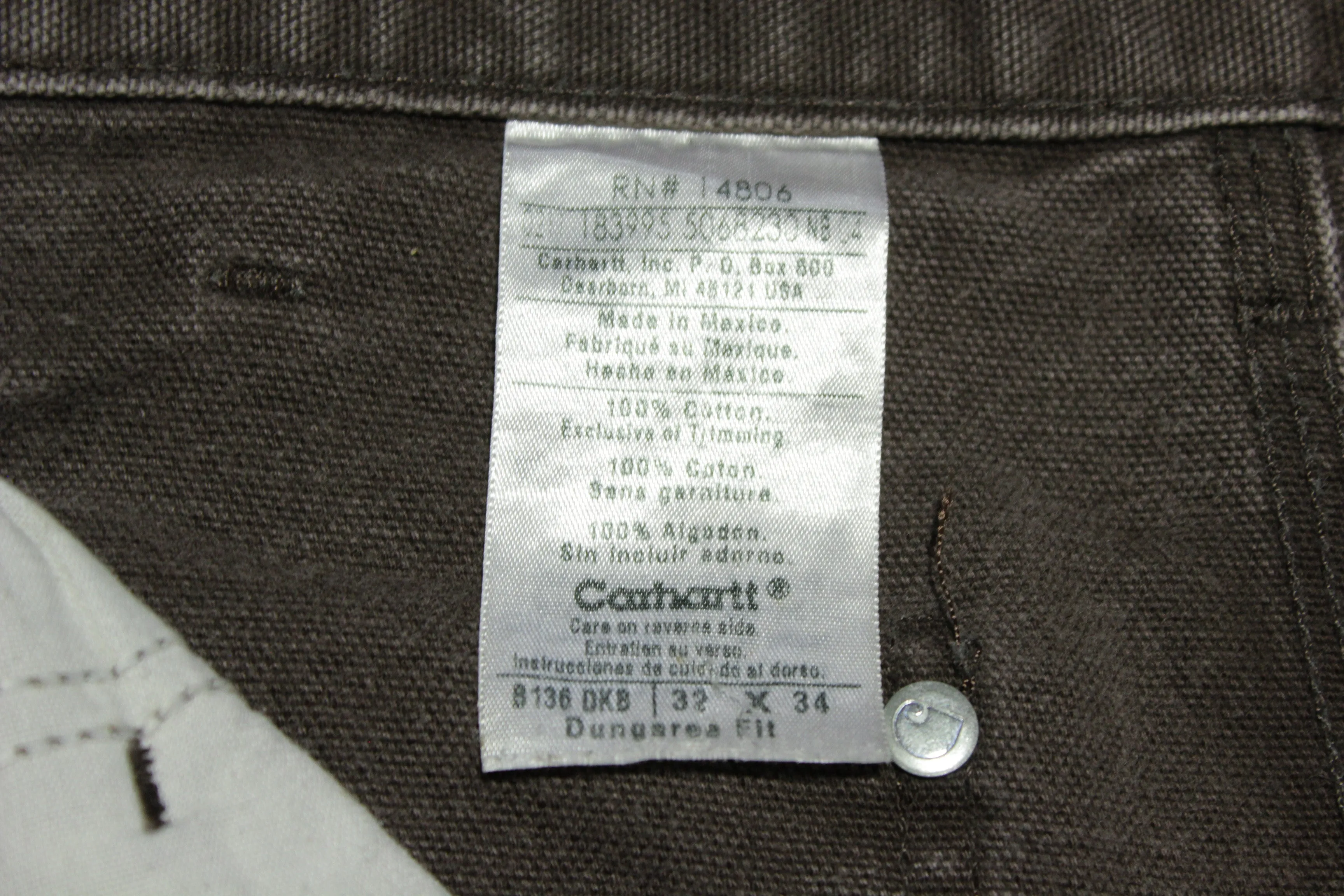 Carhartt B136 DKB Dark Brown Double Knee Construction Work Pants