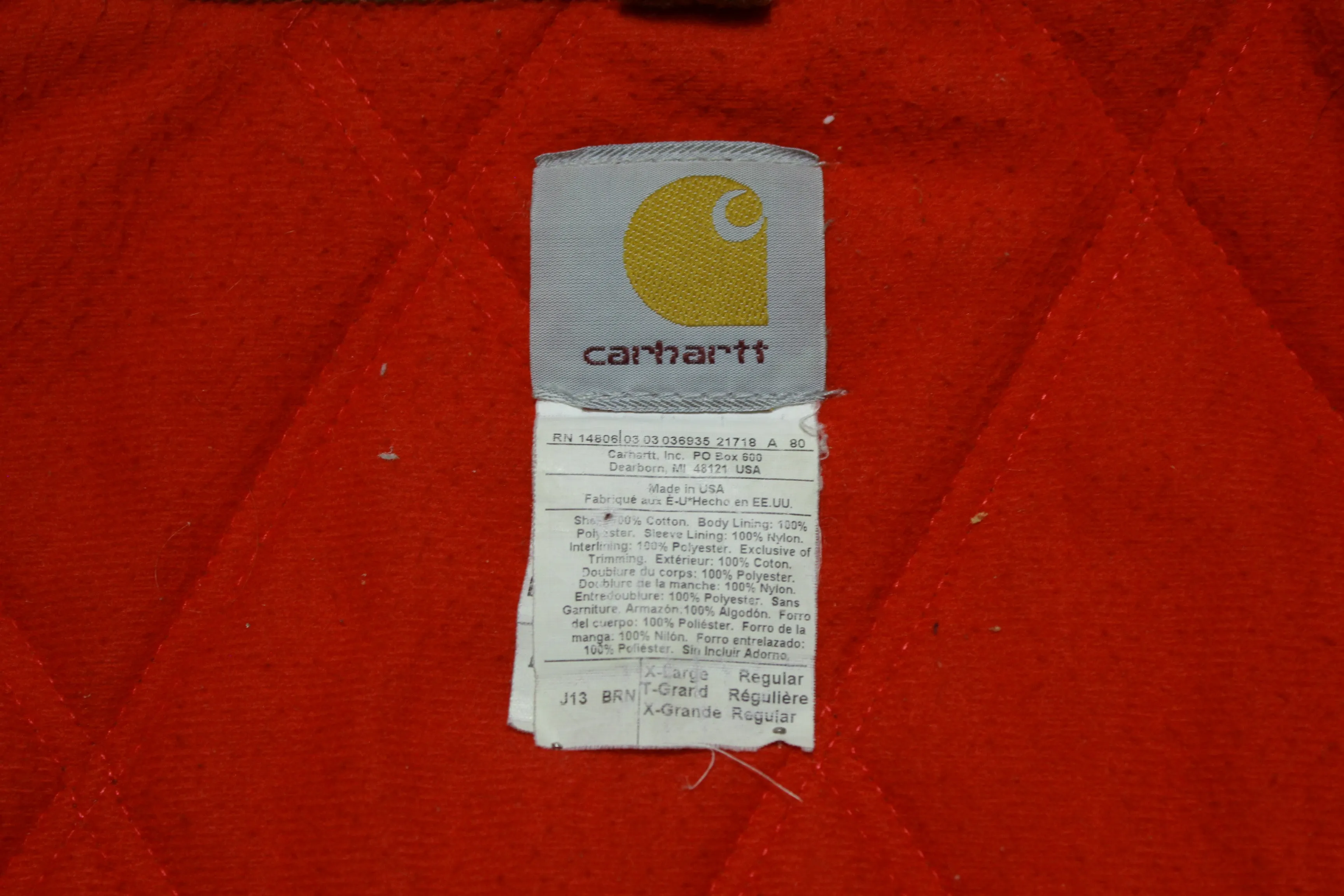 Carhartt J13 BRN Vintage Santa Fe Western Insulated Quilt Lined USA Made Work Jacket