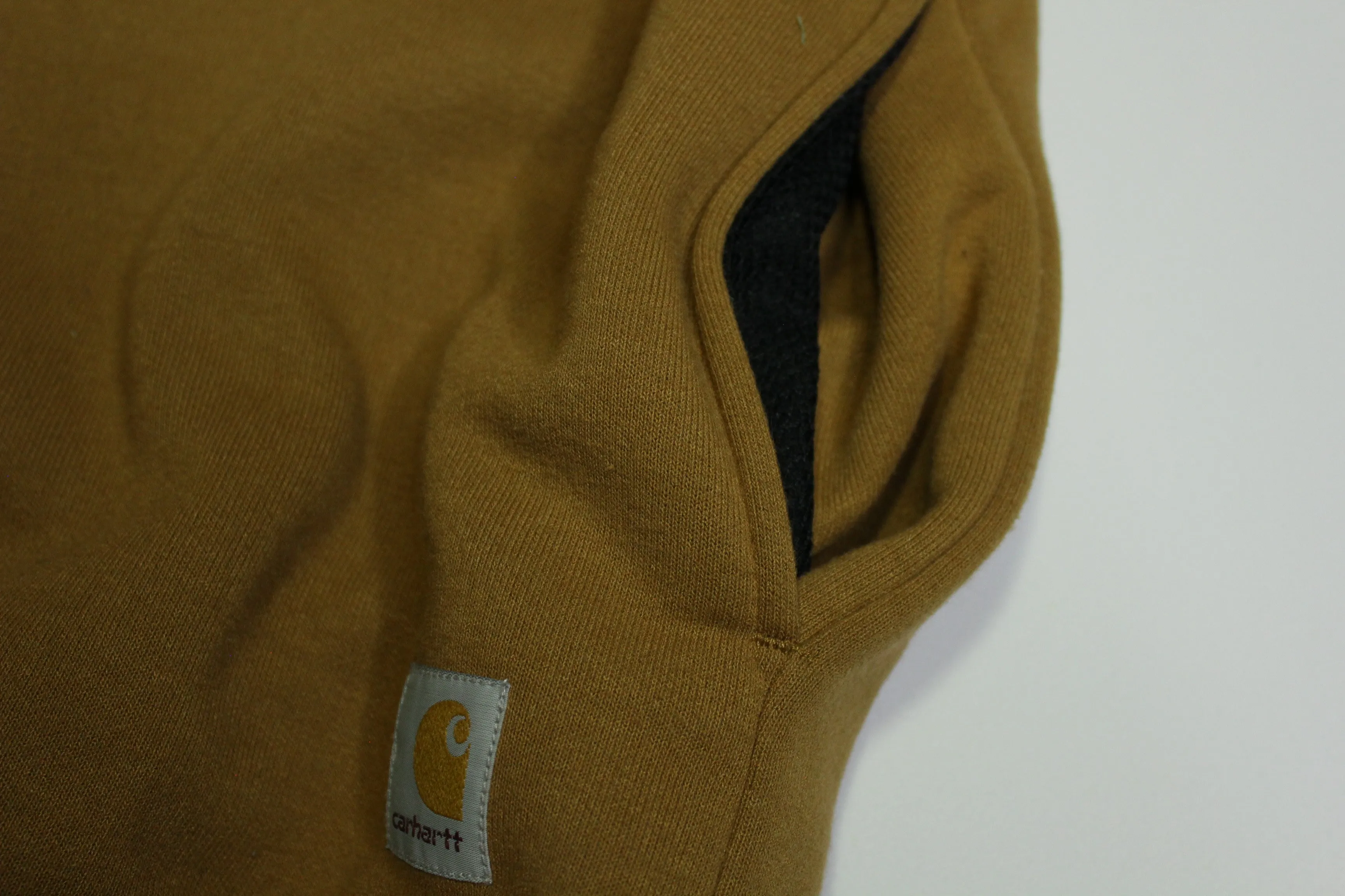 Carhartt J154 Pullover BRN With Pockets Thermal Lined Construction Work Sweatshirt