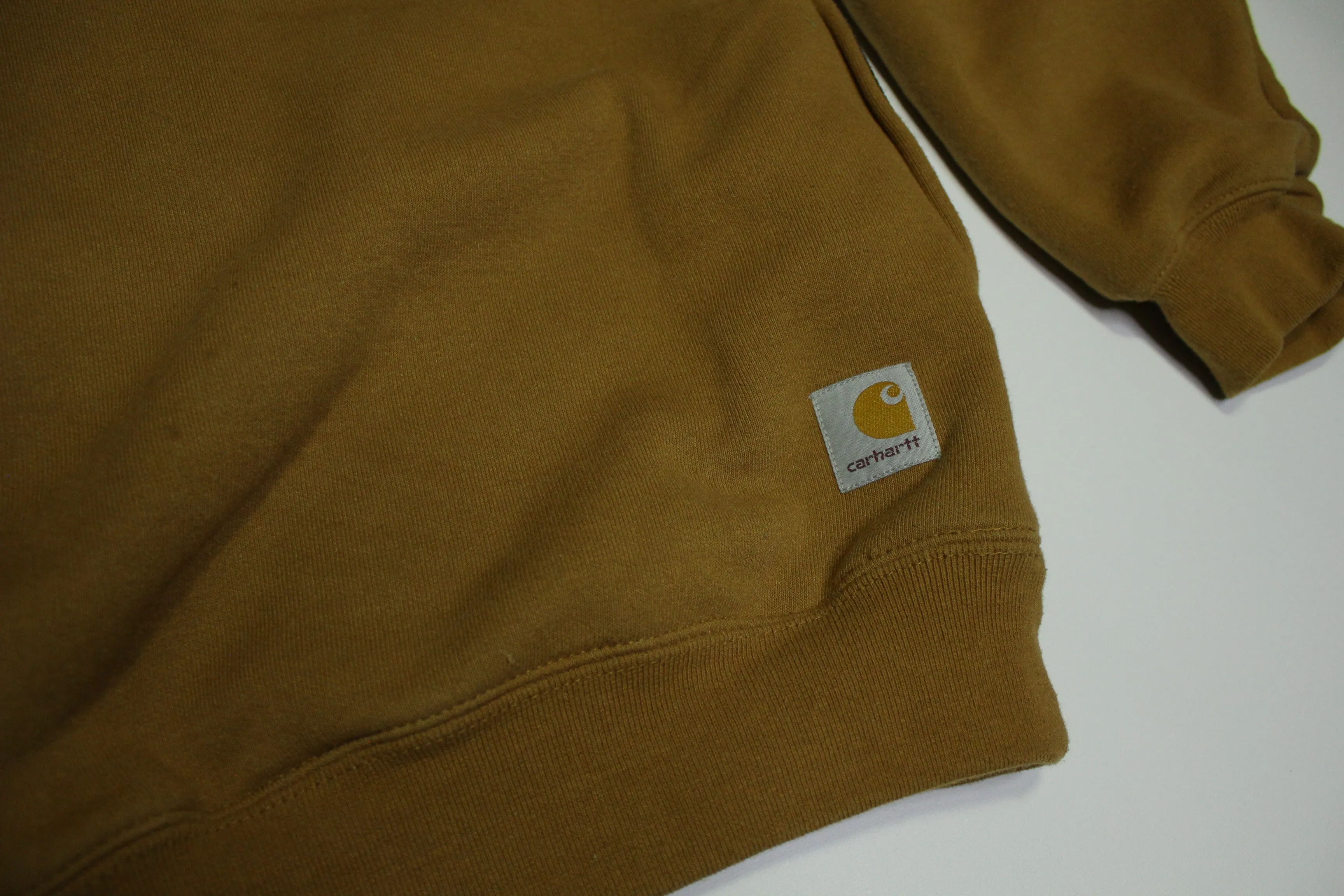 Carhartt J154 Pullover BRN With Pockets Thermal Lined Construction Work Sweatshirt