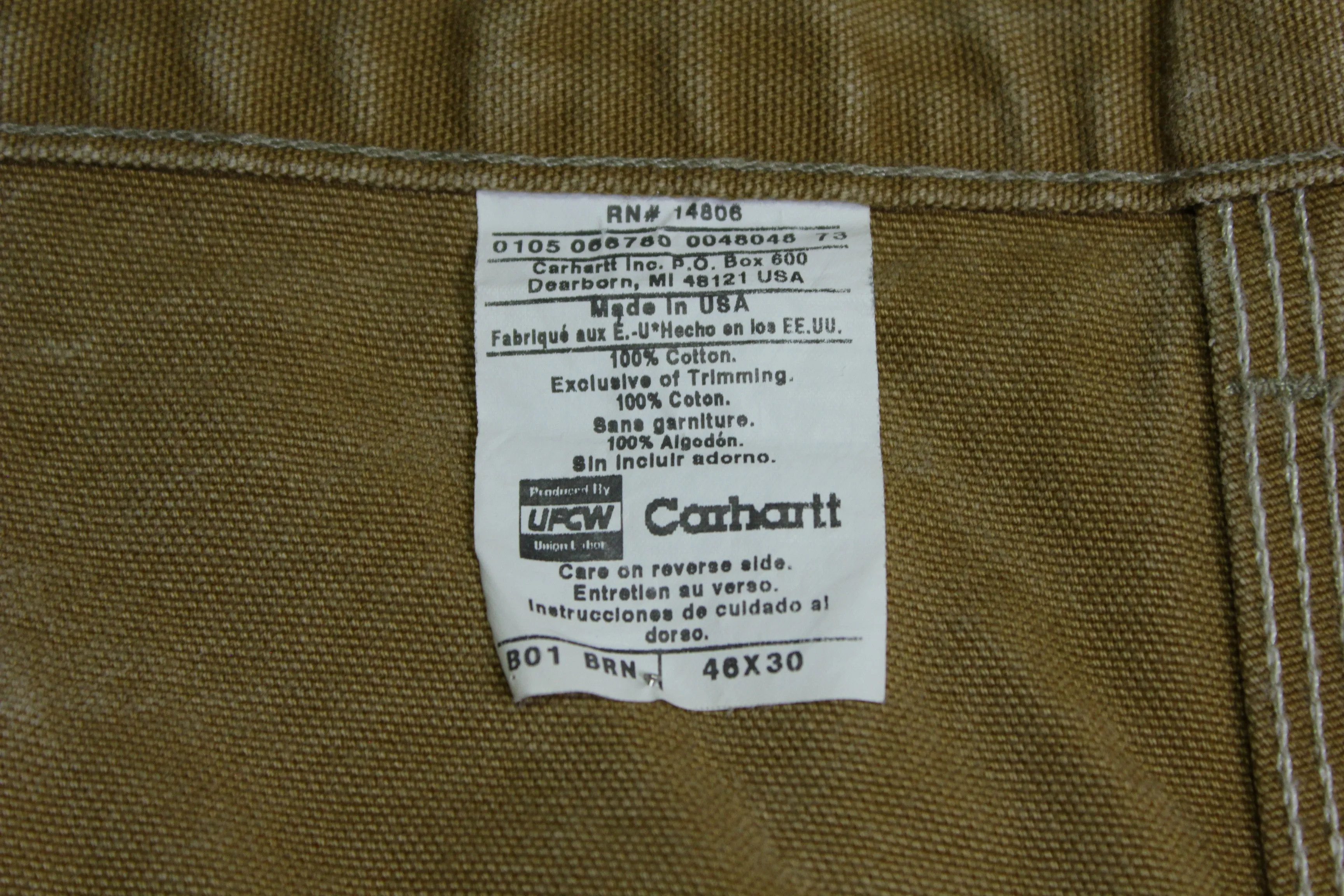 Carhartt Vintage Distressed B01 Double Knee Front Work Construction Utility Pants BRN