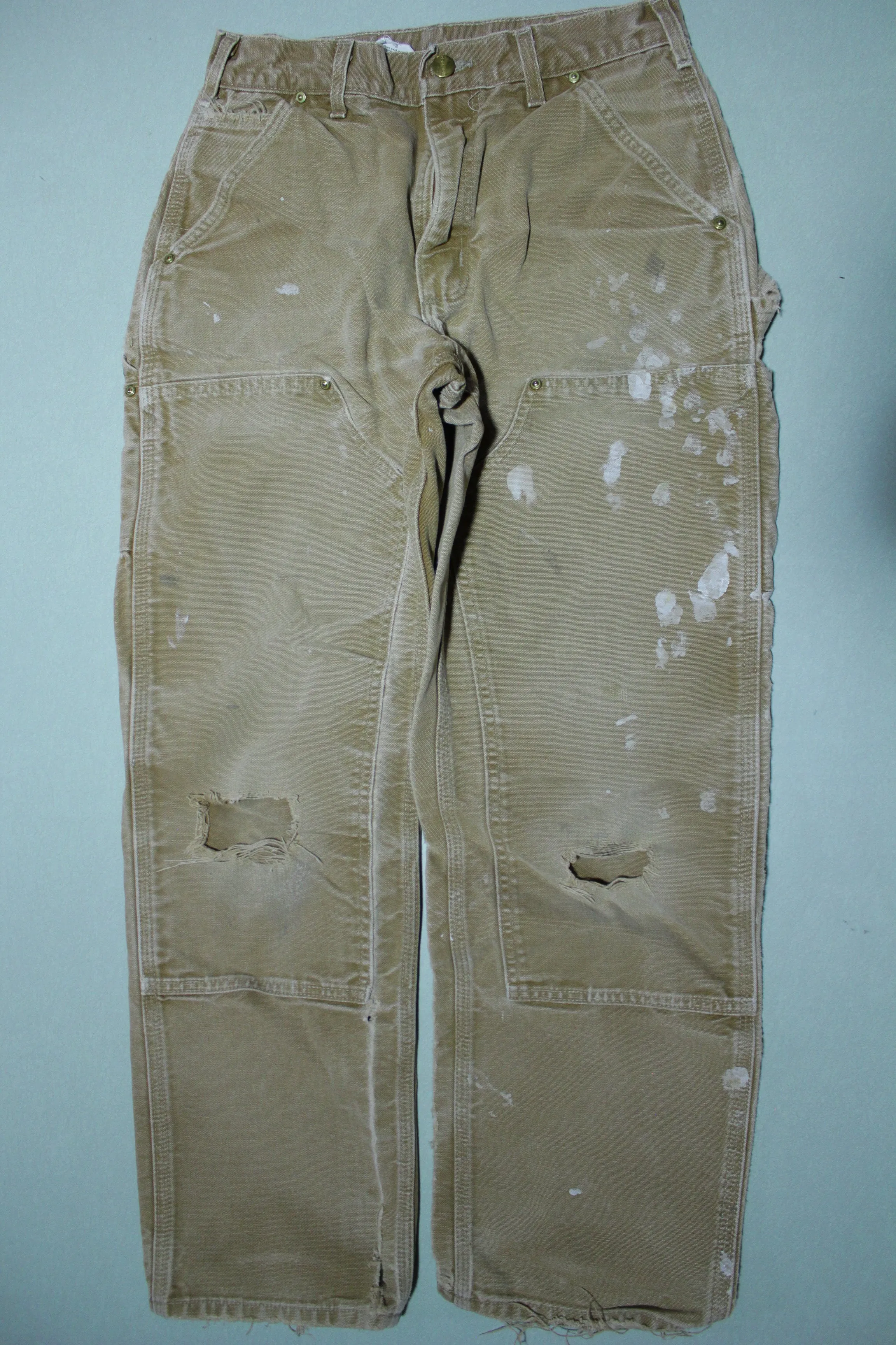 Carhartt Vintage Distressed B01 Double Knee Front Work Construction Utility Pants BRN