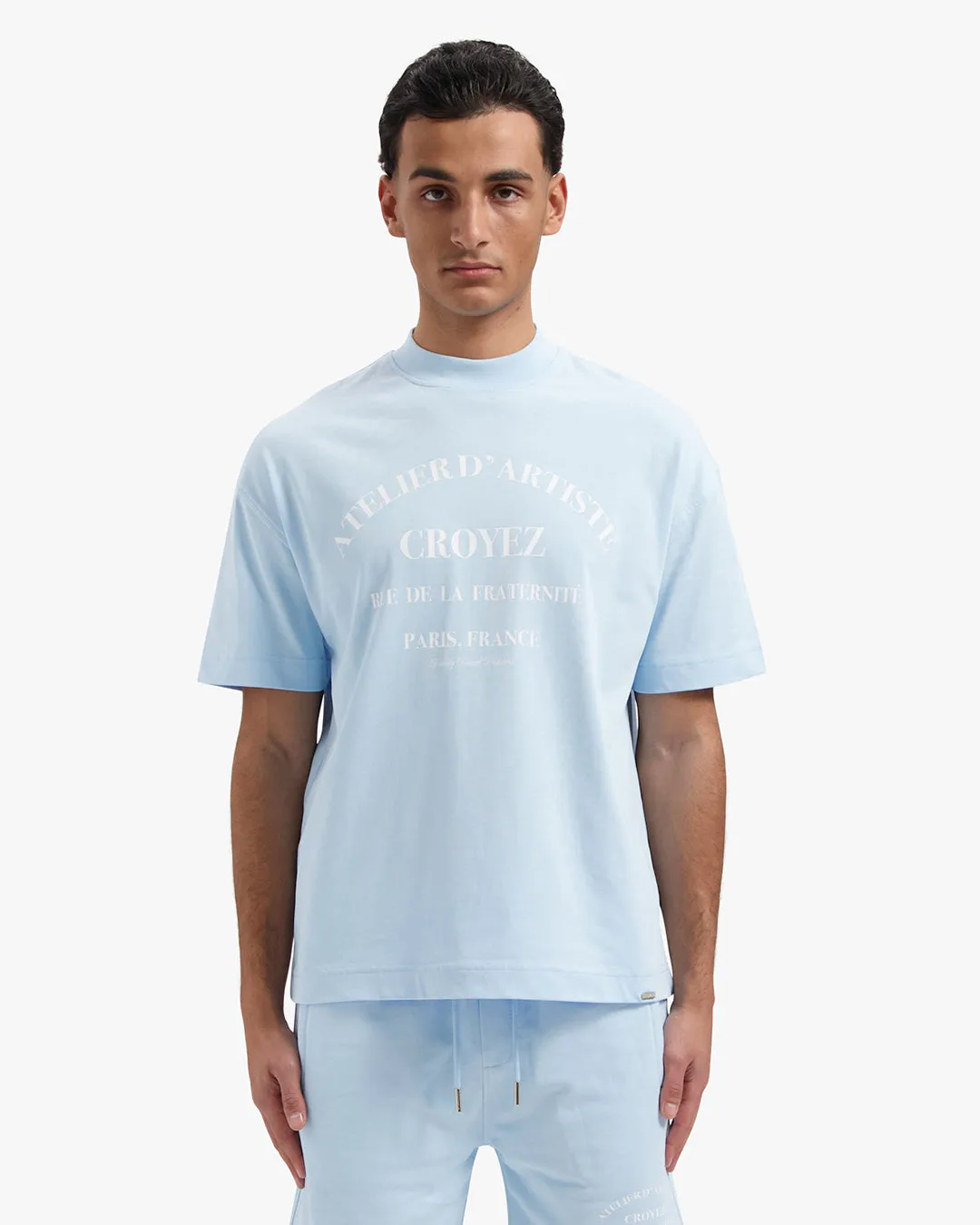 CROYEZ ATELIER T-SHIRT - LIGHT BLUE/WHITE