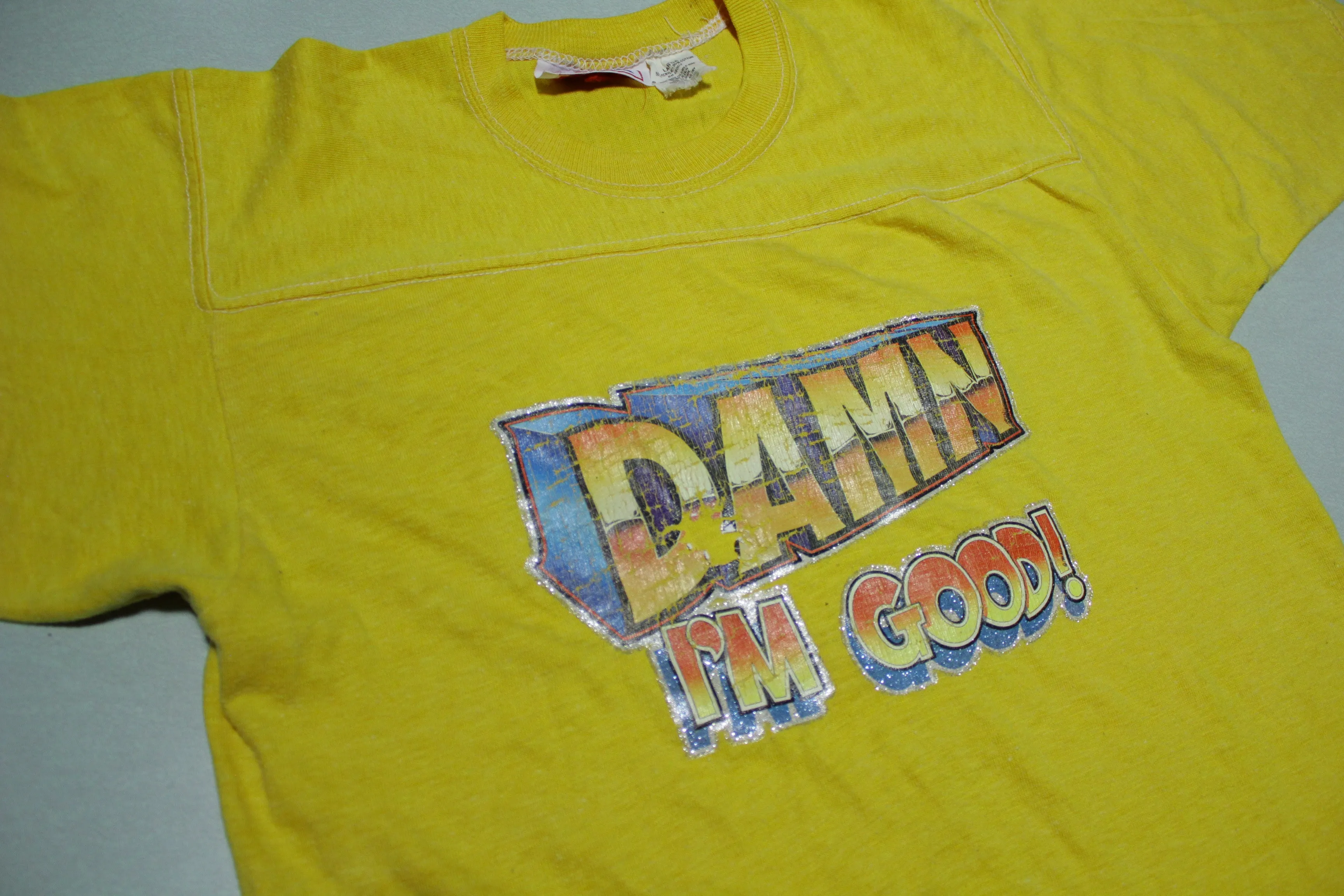 Damn I'm Good Vintage 80's Sparkle Transfer Panel T-Shirt