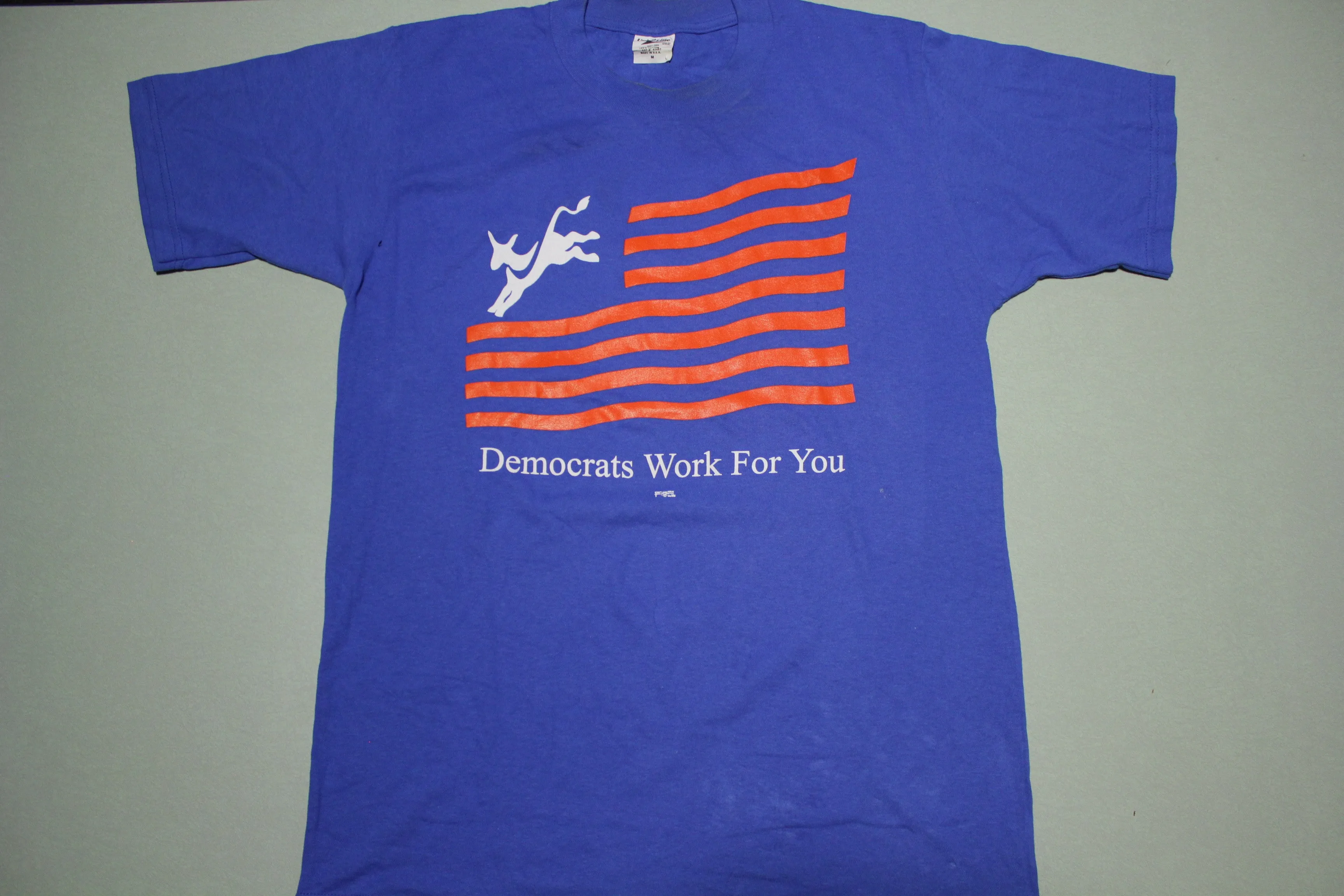 Democrats Work For You Vintage Blue 80's Political T-Shirt