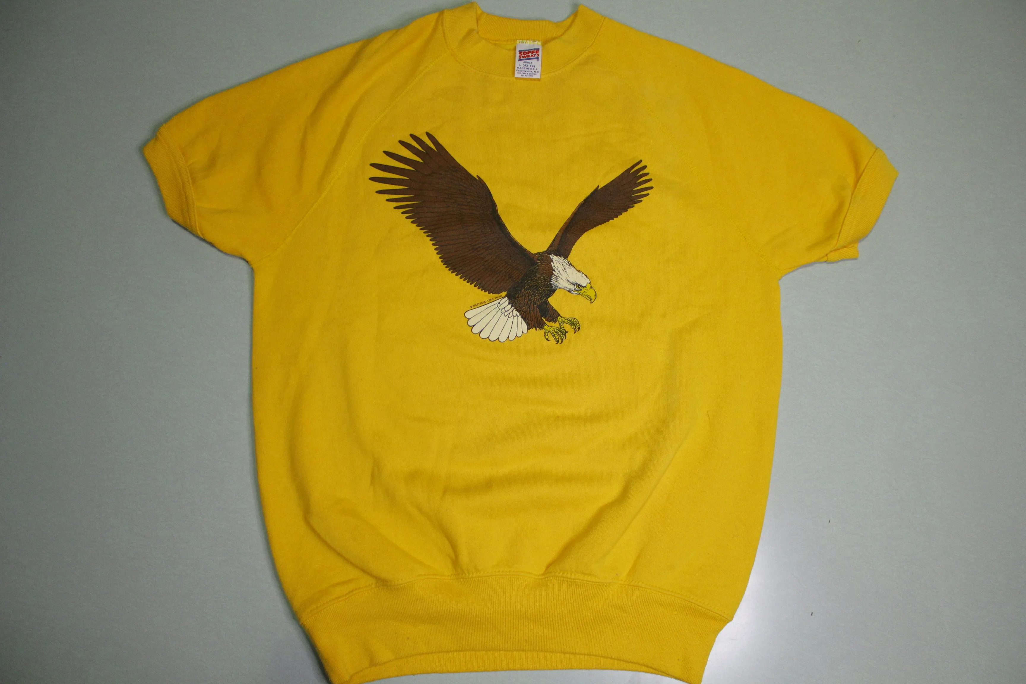 Flying Bald Eagle Soft Sweats Made in USA Vintage 80s Short Sleeve Sweatshirt