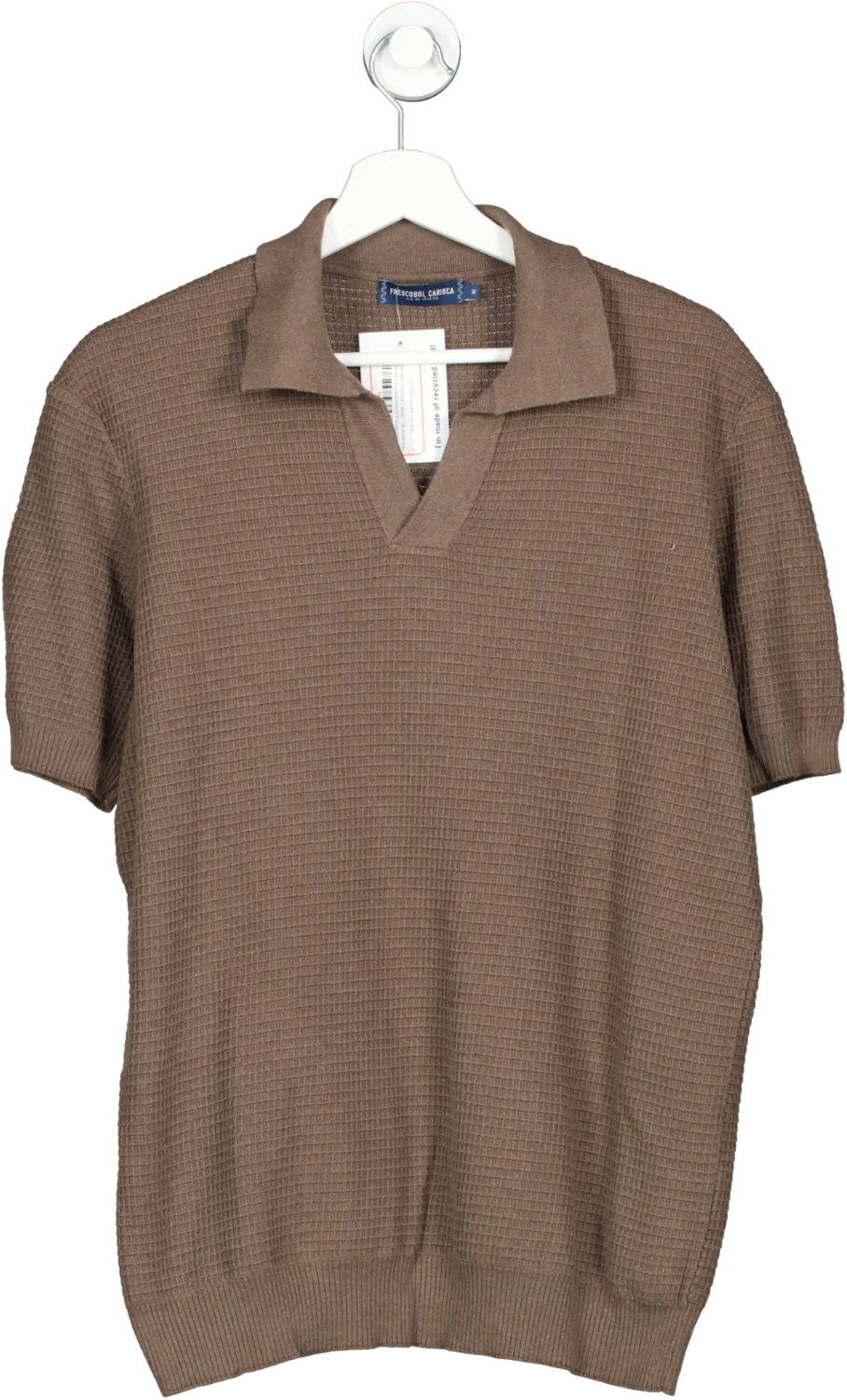 FRESCOBOL CARIOCA Brown Rino Cotton And Silk Polo Shirt UK M