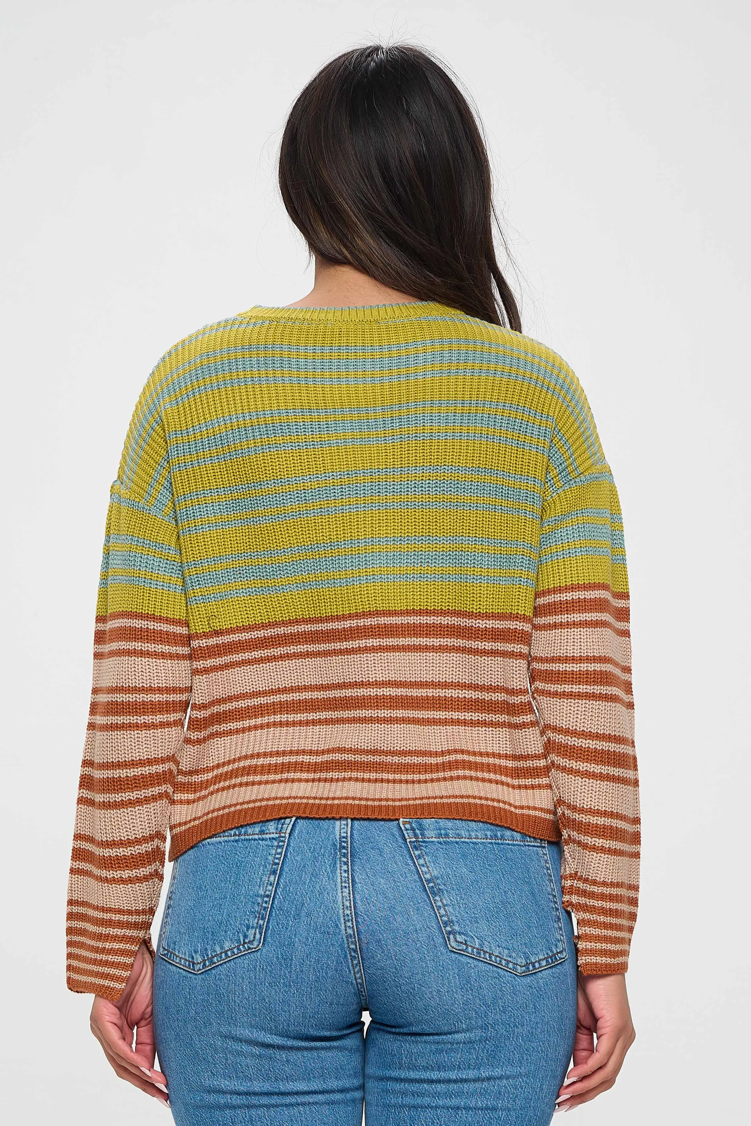 Green and Brown Striped Sweater