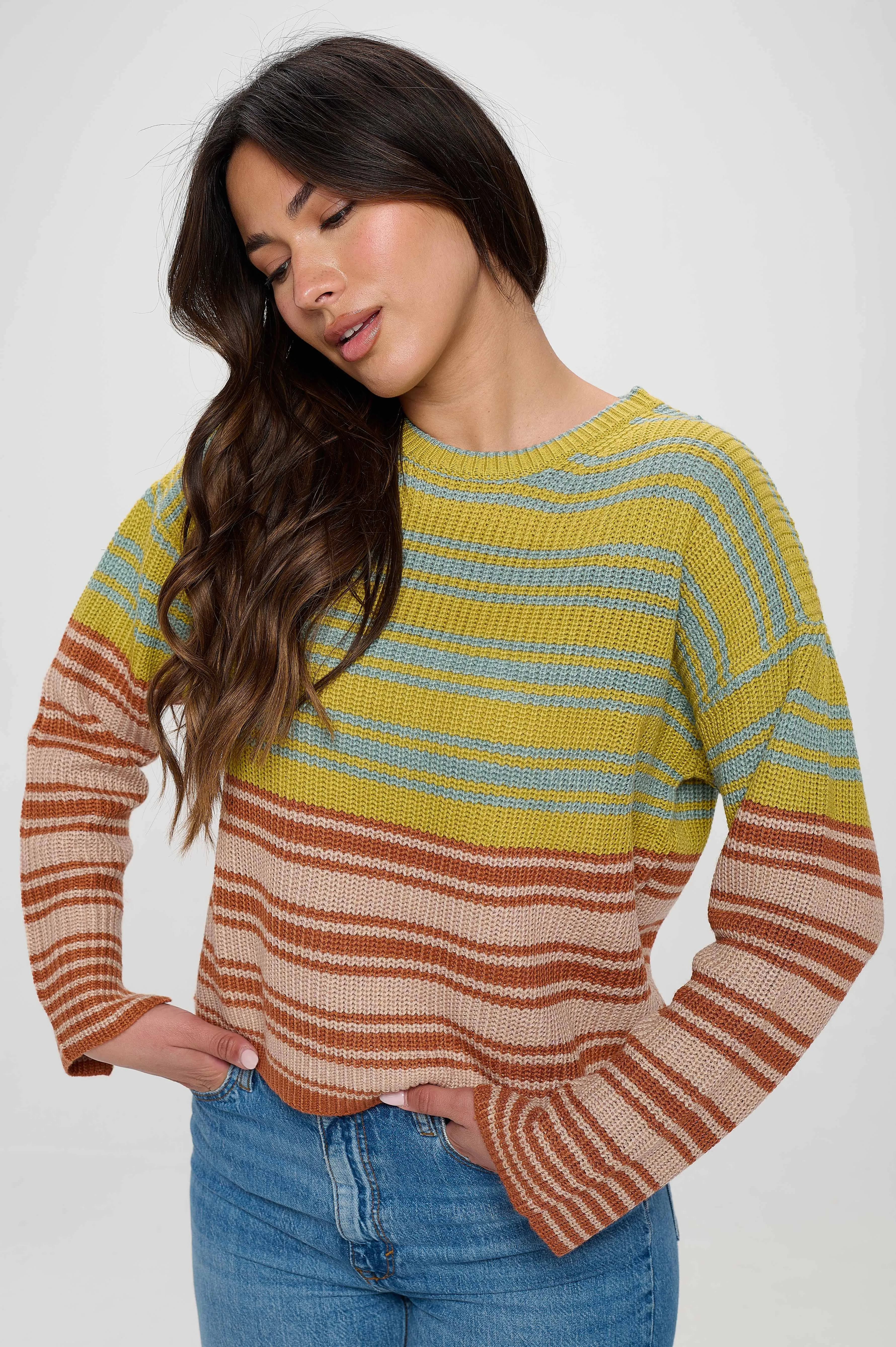 Green and Brown Striped Sweater