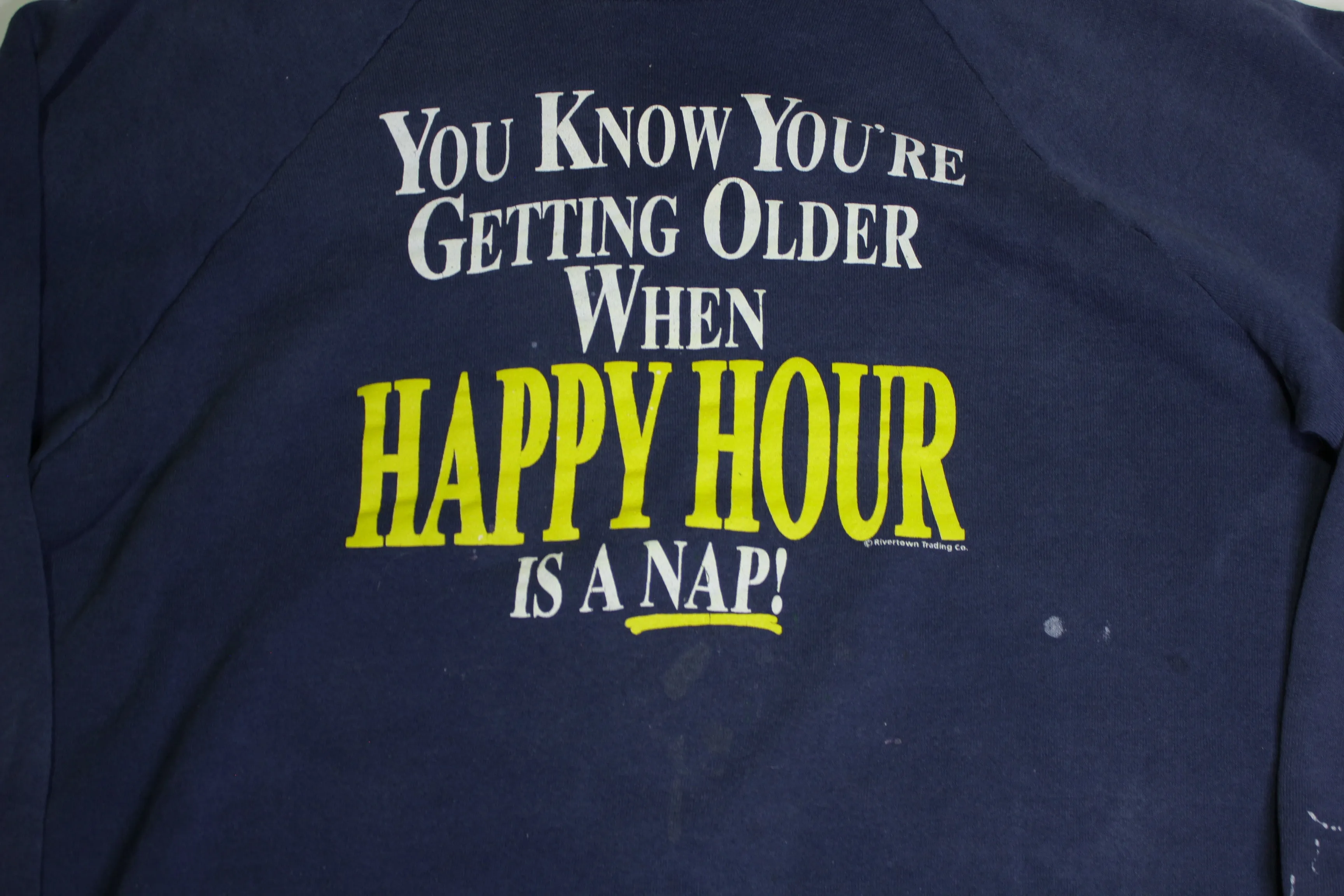 Happy Hour is A Nap Vintage Funny 90's Humor FOTL Crewneck Sweatshirt