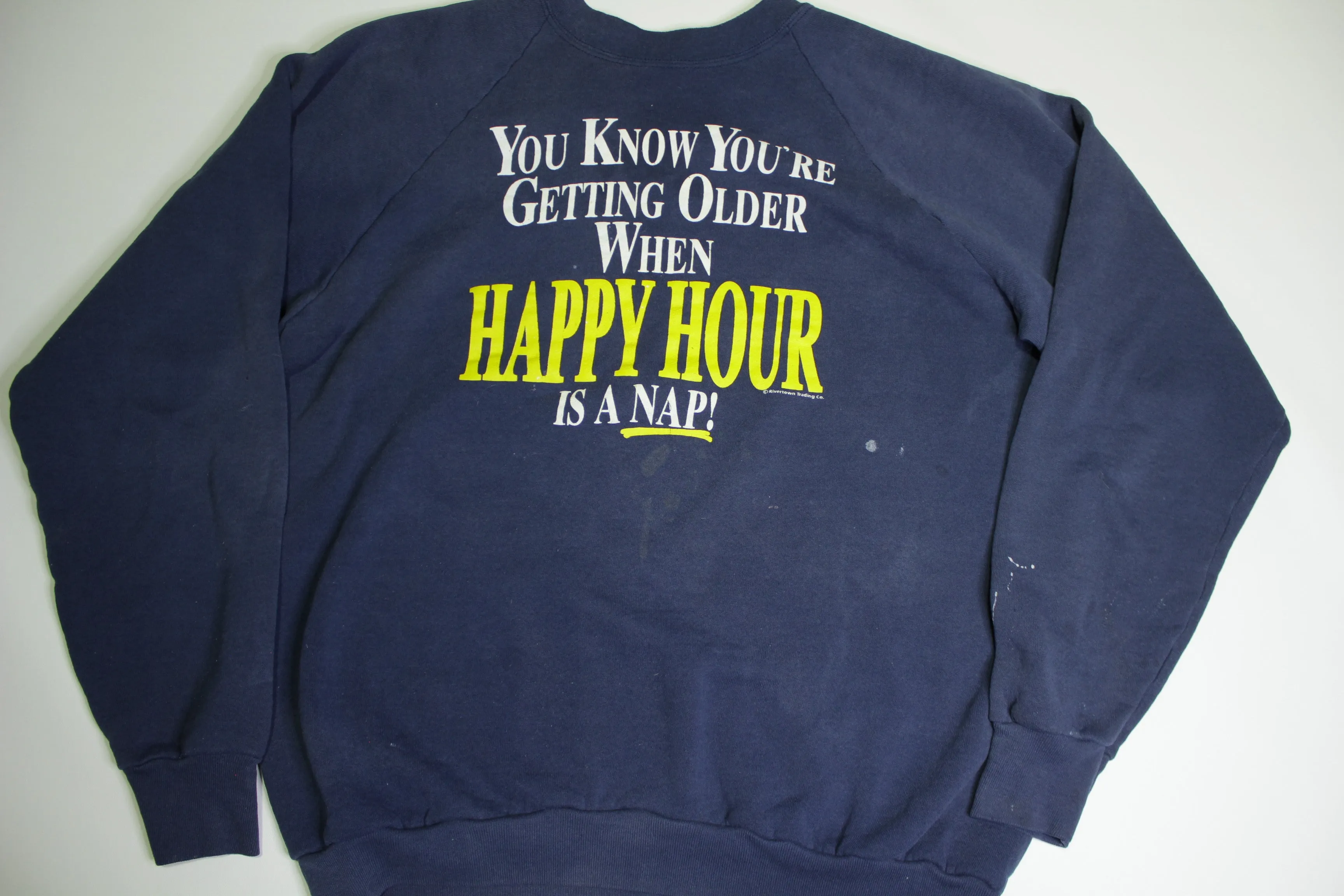 Happy Hour is A Nap Vintage Funny 90's Humor FOTL Crewneck Sweatshirt