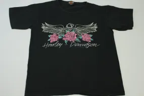 Vintage 90s Harley Davidson Holoubek Made in USA Eagle and Roses T-Shirt - Van Nuys, California Collectible