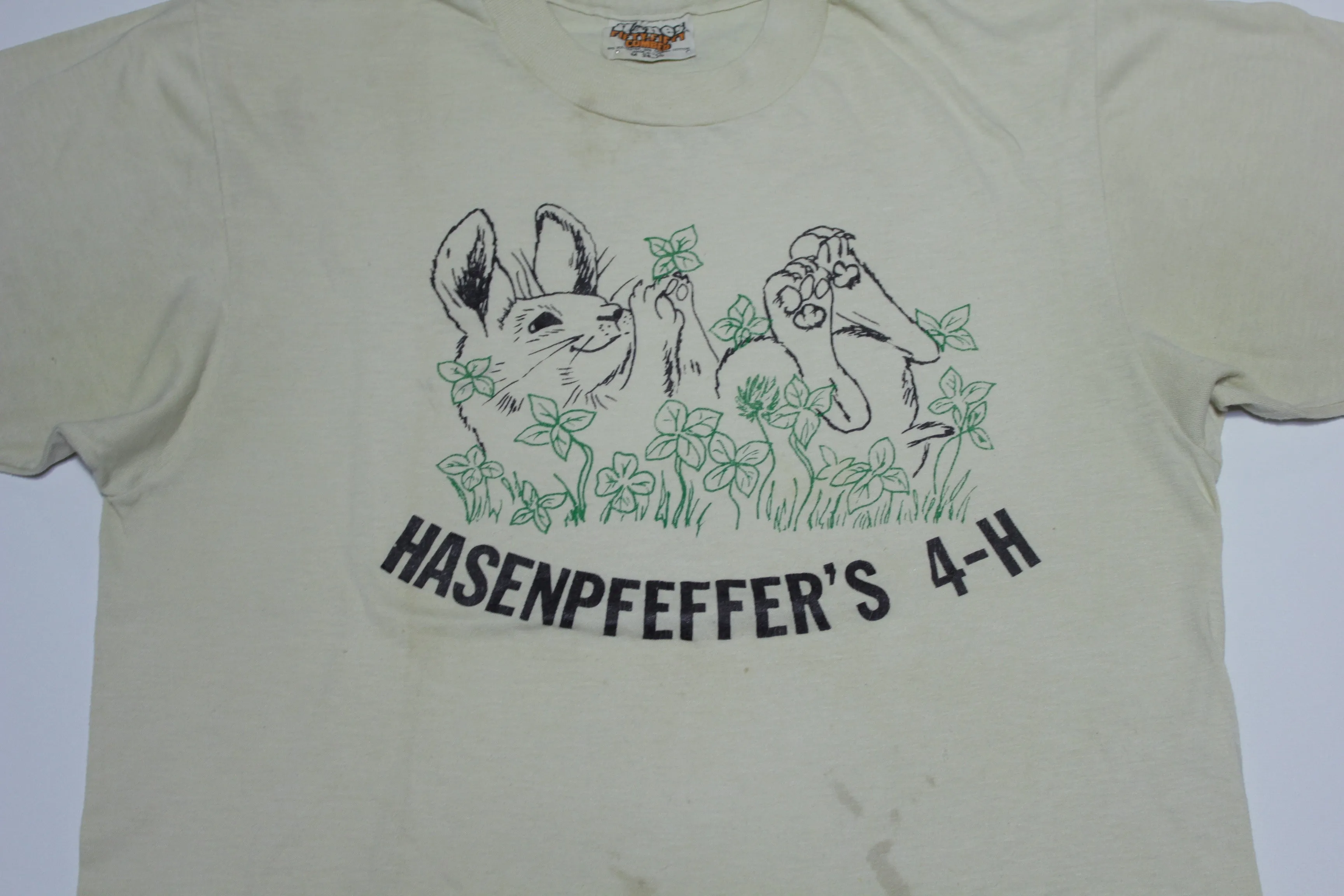 Hasenpfeffers 4-H Bunny Rabbit Vintage 80's  Hanes Fifty Fifty Combed Single Stitch T-Shirt