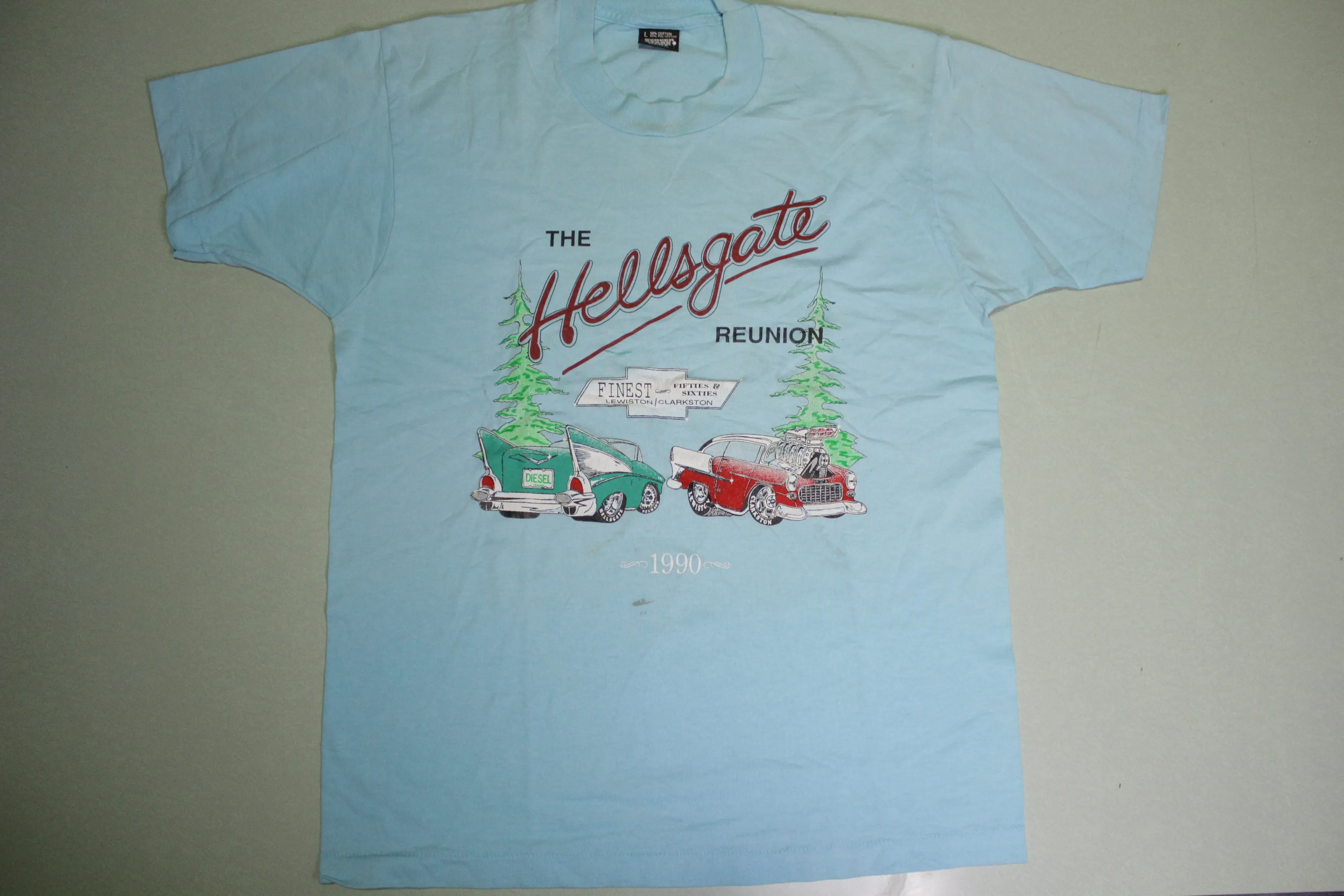 Hellsgate Reunion 50's 60's Classic Chevy Cars Auto Meet Lewiston Idaho Vintage 90's T-Shirt