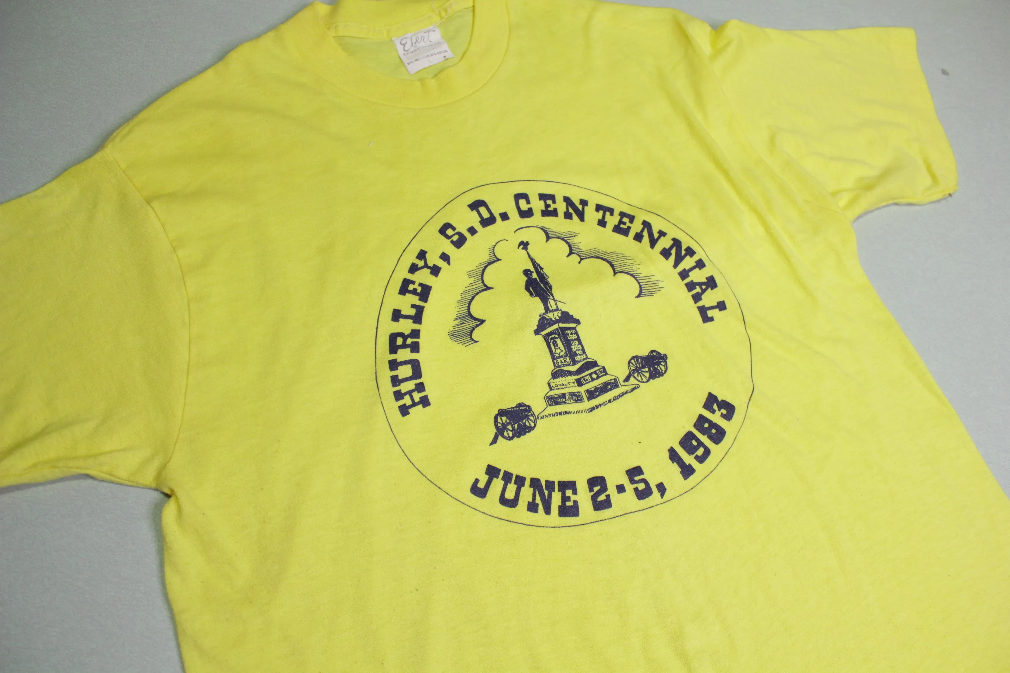 Hurley S.D. Centennial Vintage 1983 Ebert Sportswear Made in USA Single Stitch 80's T-Shirt