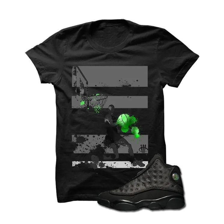 Jordan 13 Black Cat Black T Shirt (Mj Basketball)