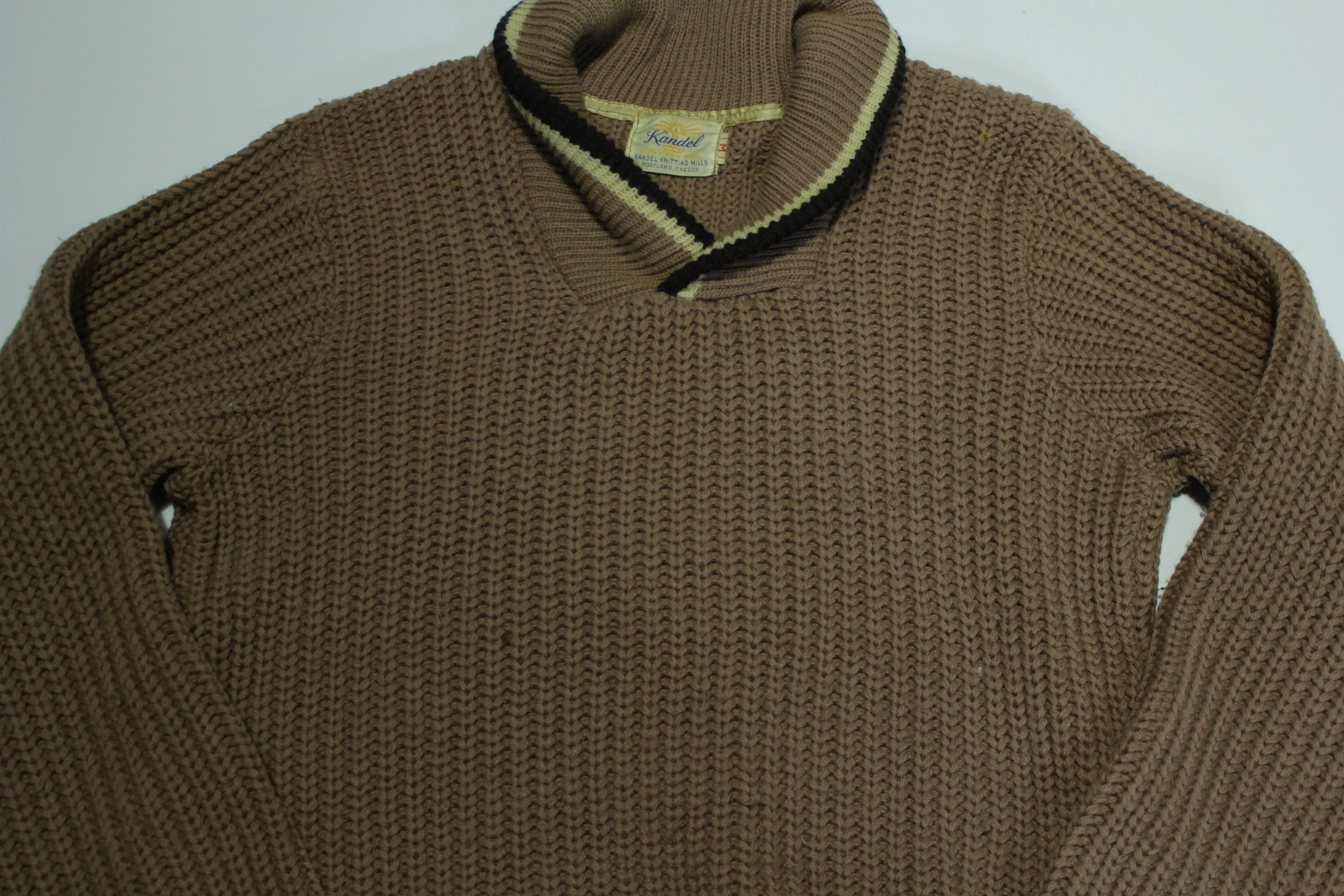 Kandel Knitting Mills Portland Oregon Vintage 1950's Mock Turtle Collar Knit Wool Sweater