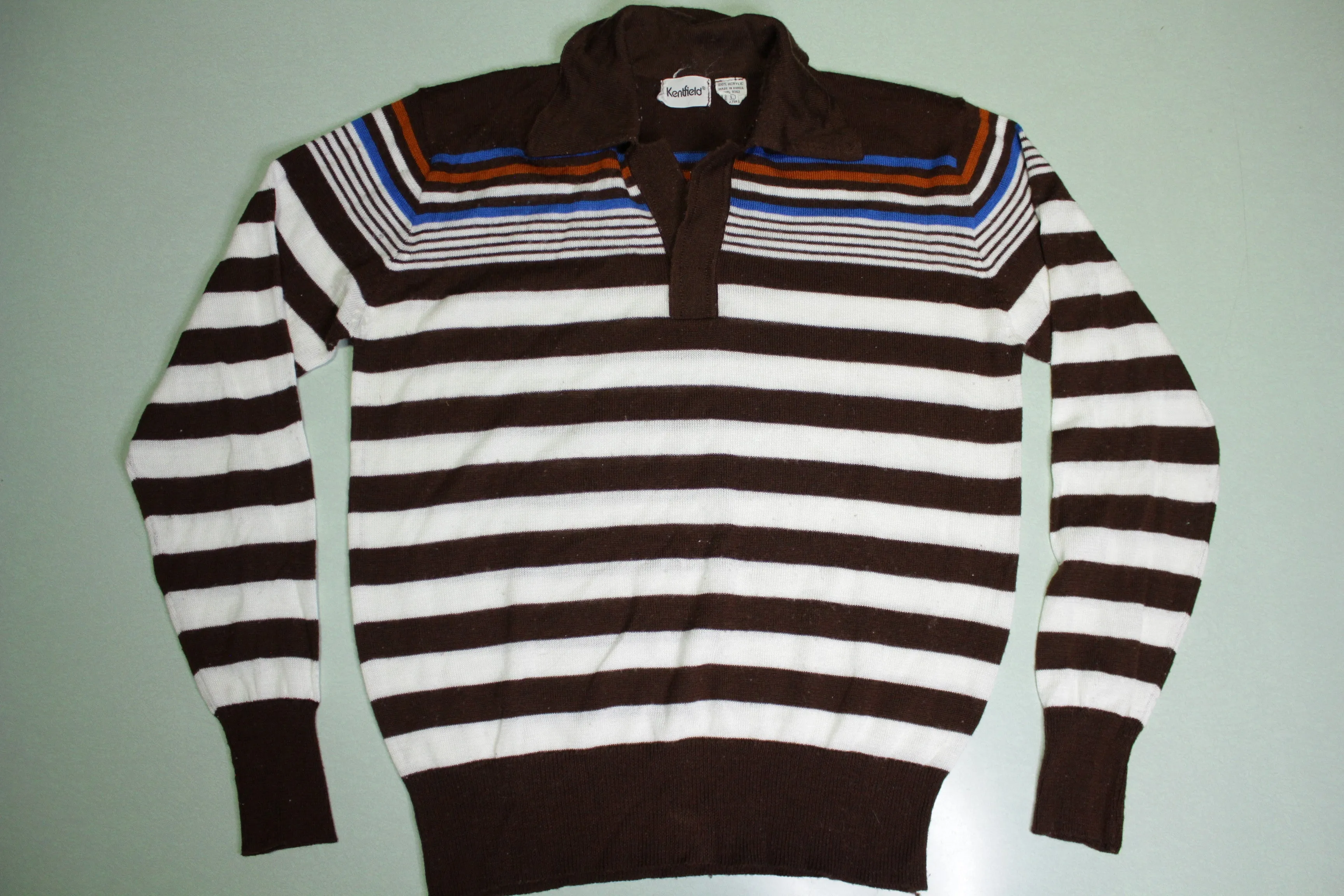 Kentfield Vintage 80's Striped Polo Fall Winter Christmas Fireplace Sweater