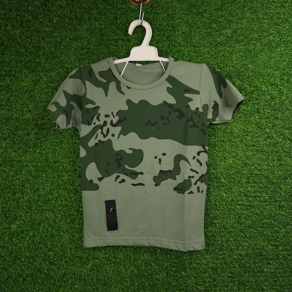 Kids Green Camouflage T Shirt