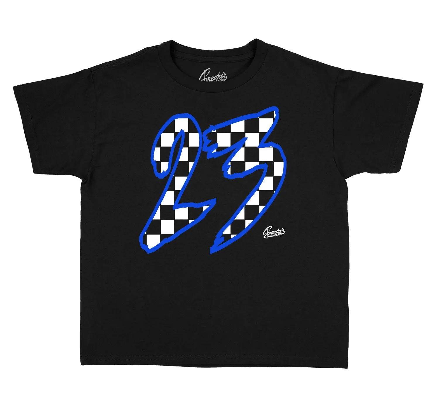 Kids Racer Blue 5 Shirt - Checkered - Black