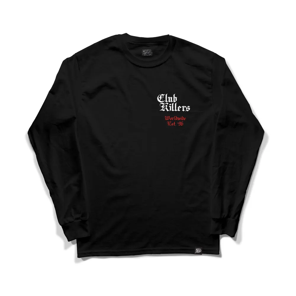 Killer Rose Long Sleeve Heavy T-Shirt - Black