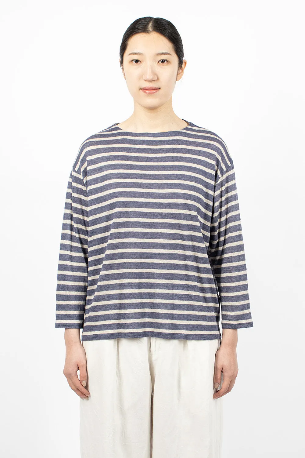 Linen L/S T-Shirt Blue Stripe