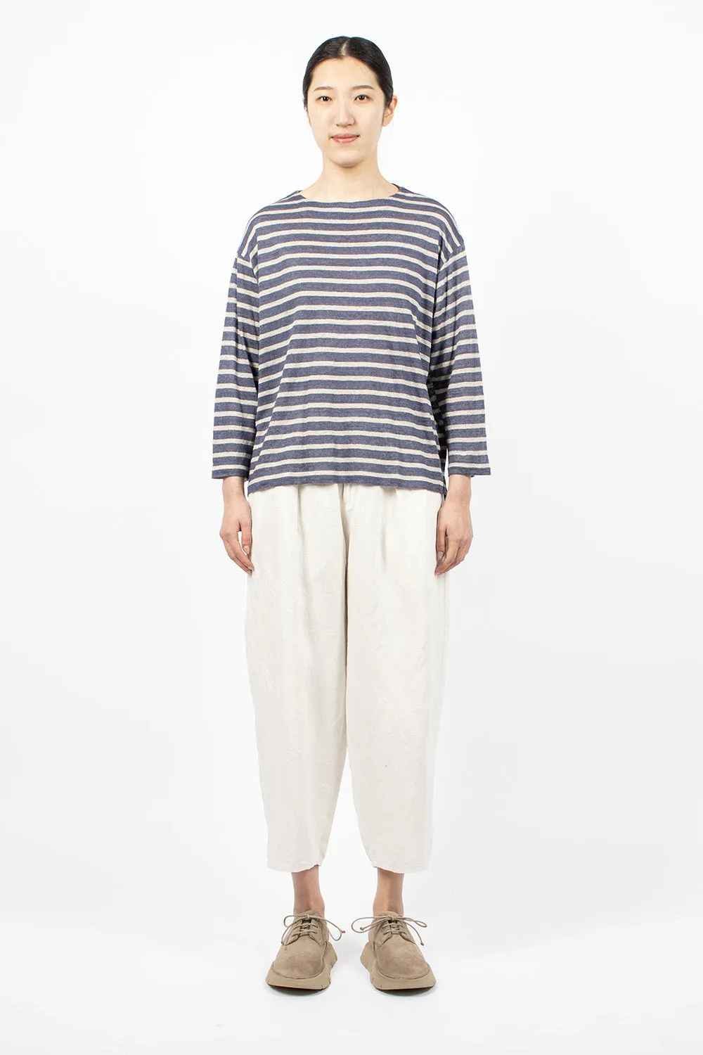 Linen L/S T-Shirt Blue Stripe