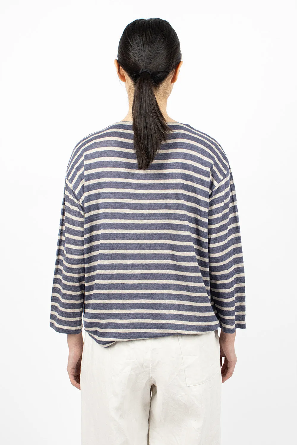 Linen L/S T-Shirt Blue Stripe