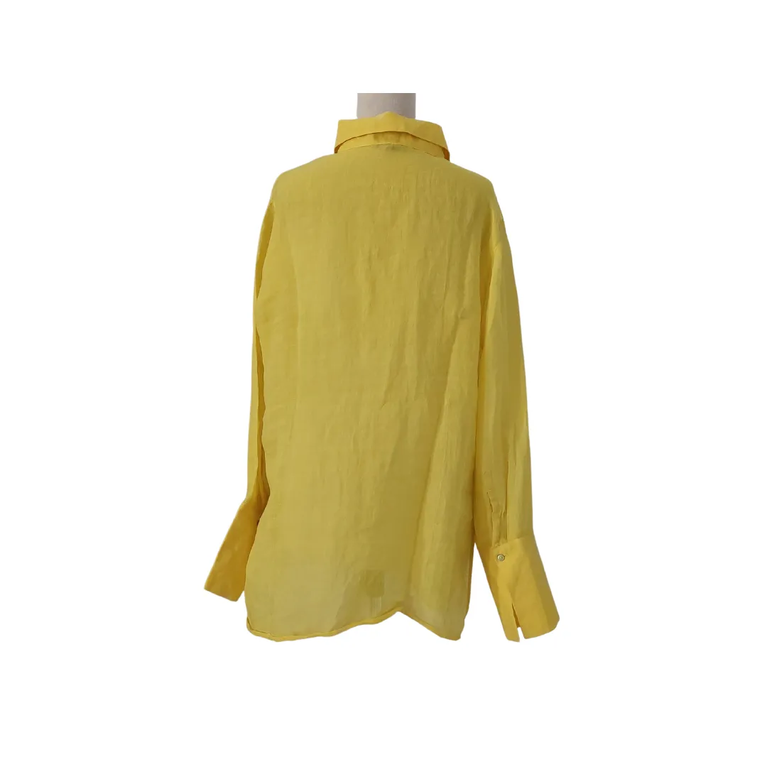 Massimo Dutti Yellow Sheer Collared Shirt | Pre Loved |