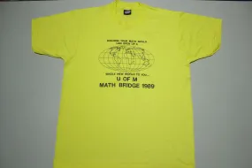 Vintage 1989 Math Bridge World Map Screen Stars Graphic T-Shirt for a Stylish Retro Look