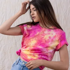 Mellow yellow pink pastel watercolor tie dye cotton shirt unisex comfy fit