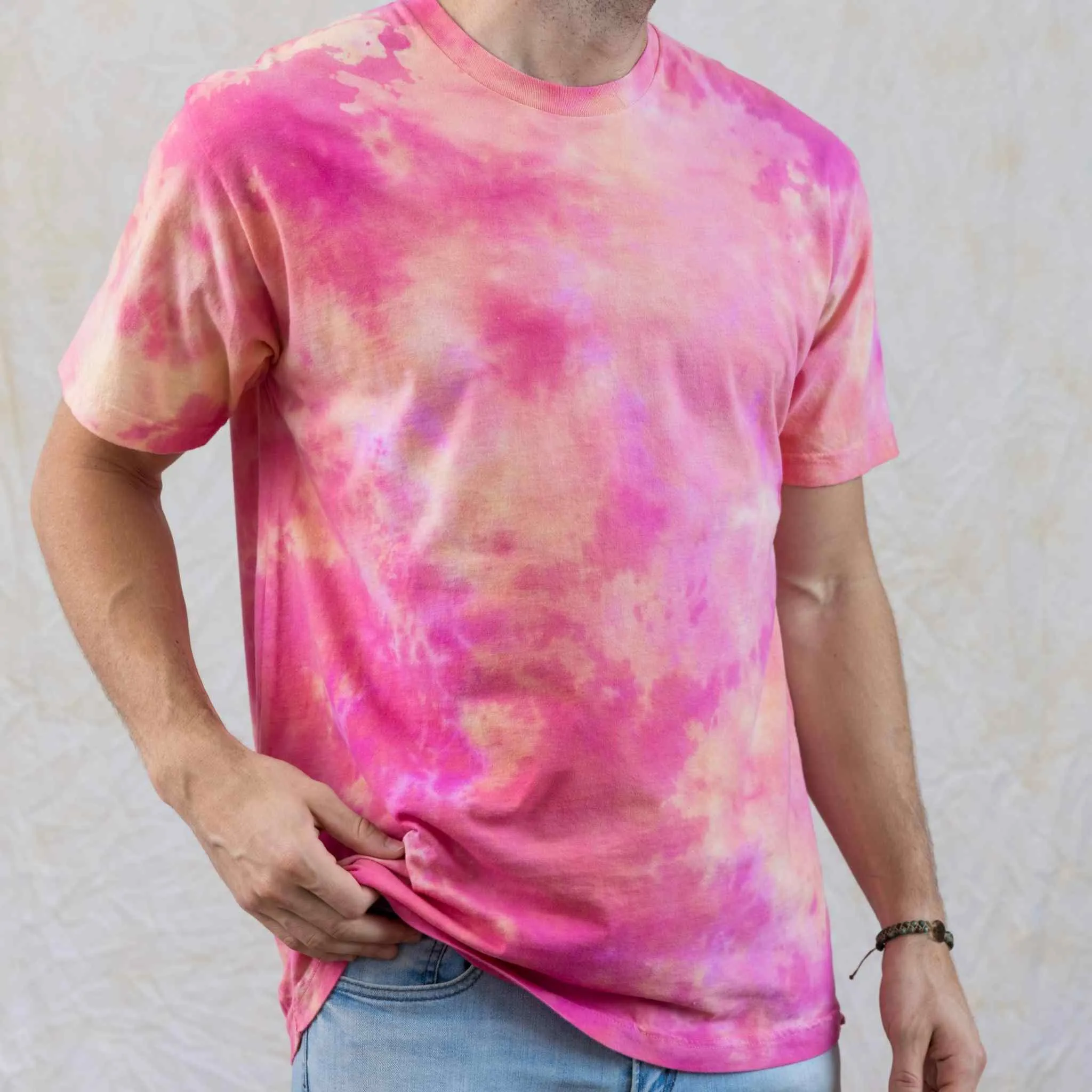 Mellow yellow pink pastel watercolor tie dye cotton shirt unisex comfy fit