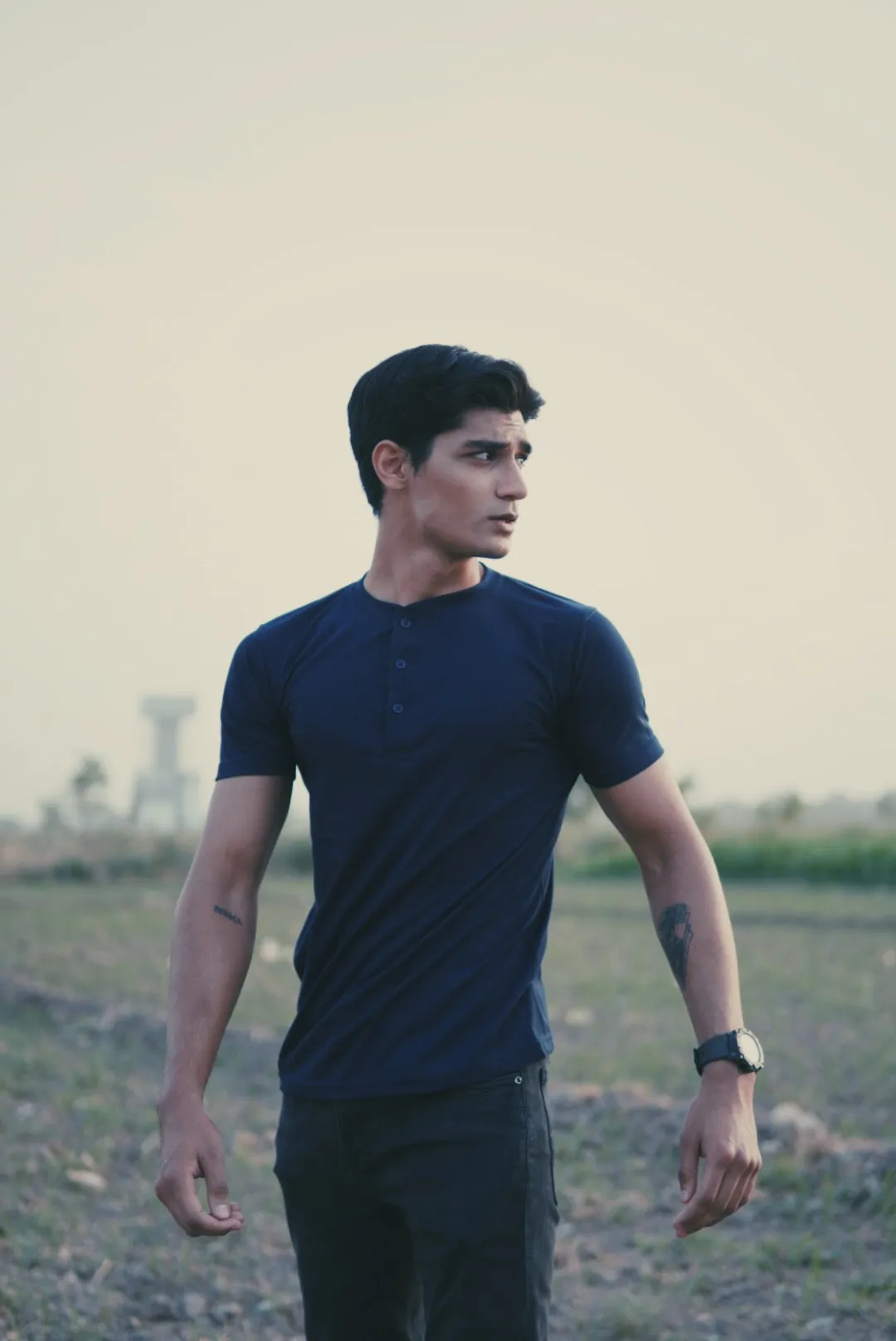 Navy Blue Henley T-Shirt