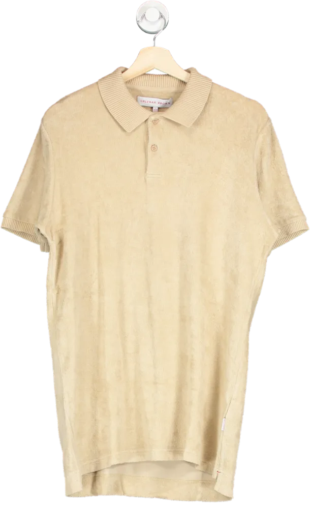 Orlebar Brown Beige Terry Towelling Polo Shirt UK M