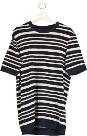 Orlebar Brown Blue Striped Terry Towelling T Shirt UK S