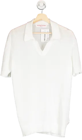 Orlebar Brown White Roddy Classic Fit Open Mesh Stitch Polo Shirt UK M