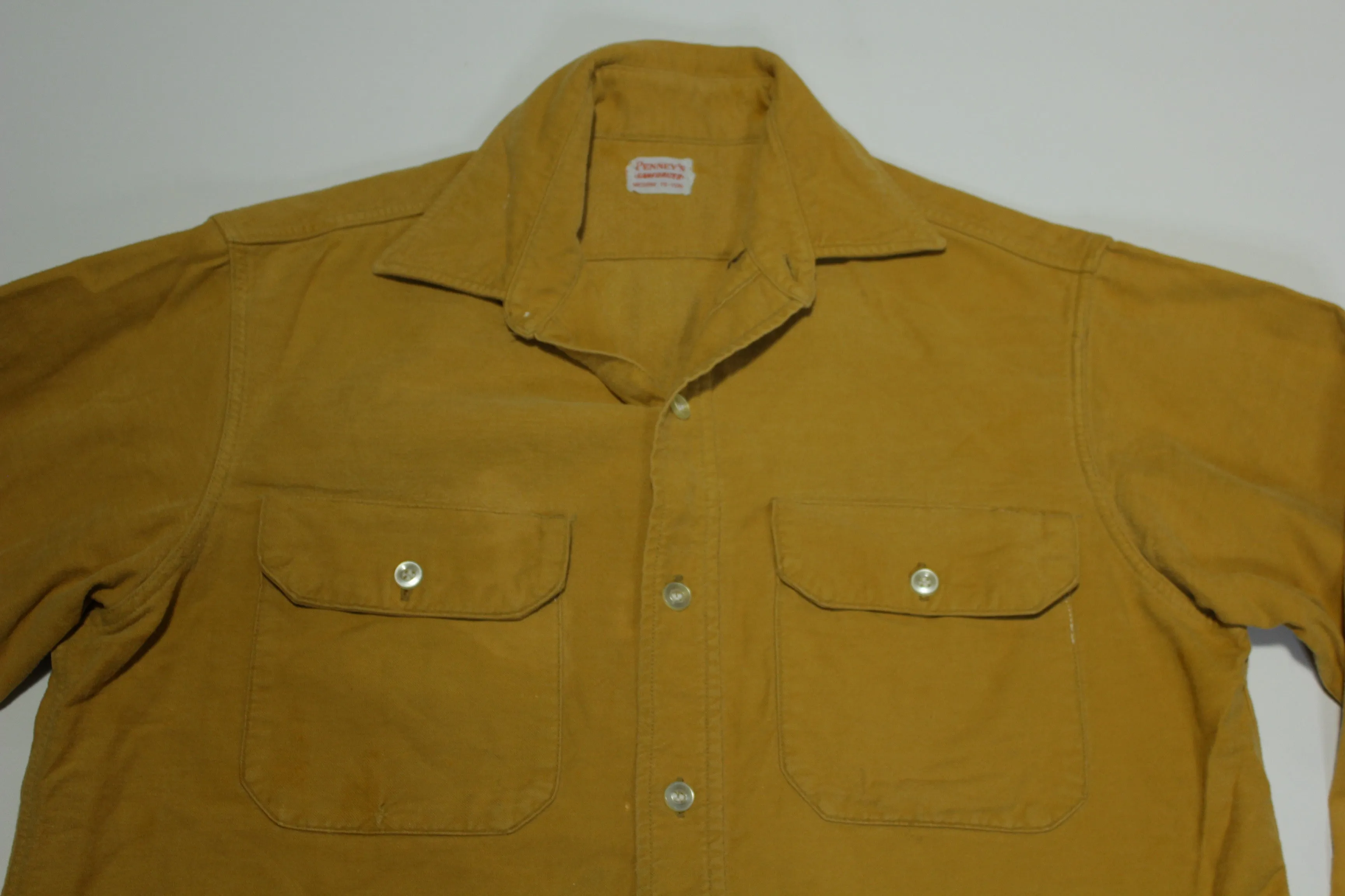 Penneys Sanforized Vintage 50's Distressed Cotton Button Up Work Shirt